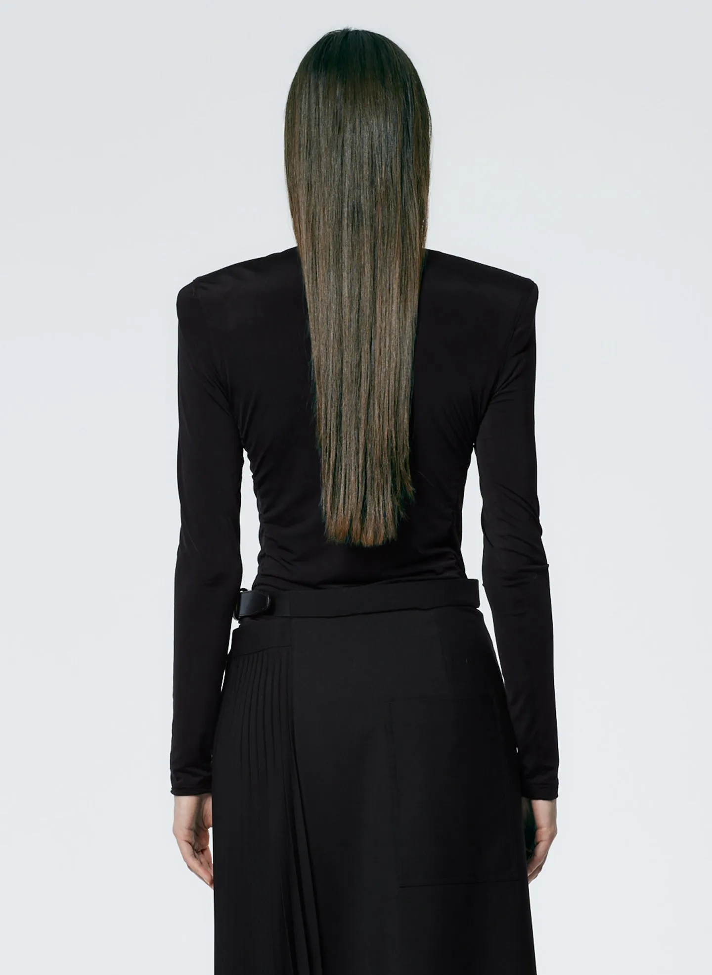 Micro Jersey Shoulderpad Fitted Crewneck Top sold by Tibi product image thumbnail 3