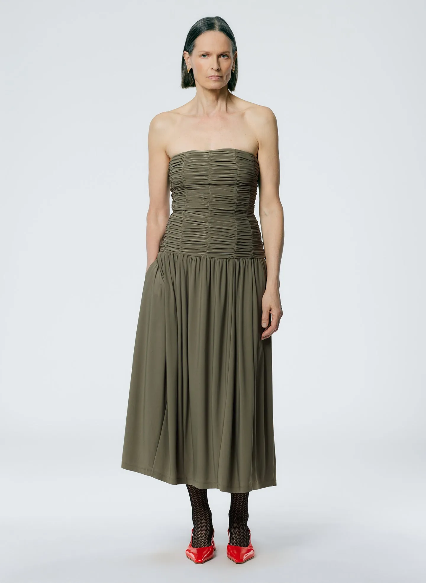 Drapey Jersey Ruched Strapless Dress sold by Tibi product image thumbnail 5