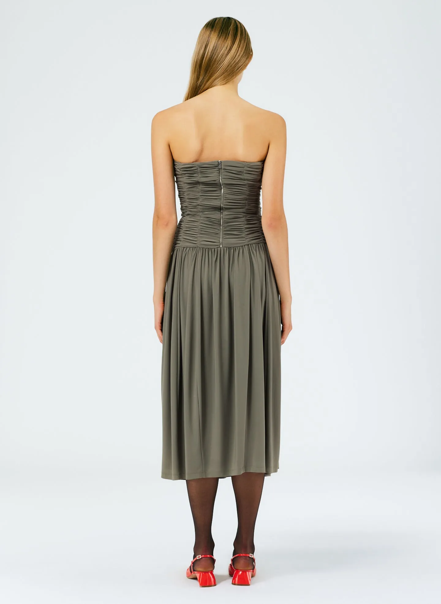 Drapey Jersey Ruched Strapless Dress sold by Tibi product image thumbnail 4
