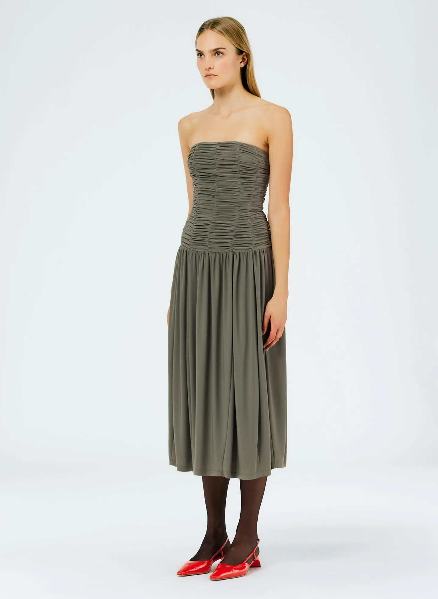 Drapey Jersey Ruched Strapless Dress sold by Tibi product image thumbnail 3