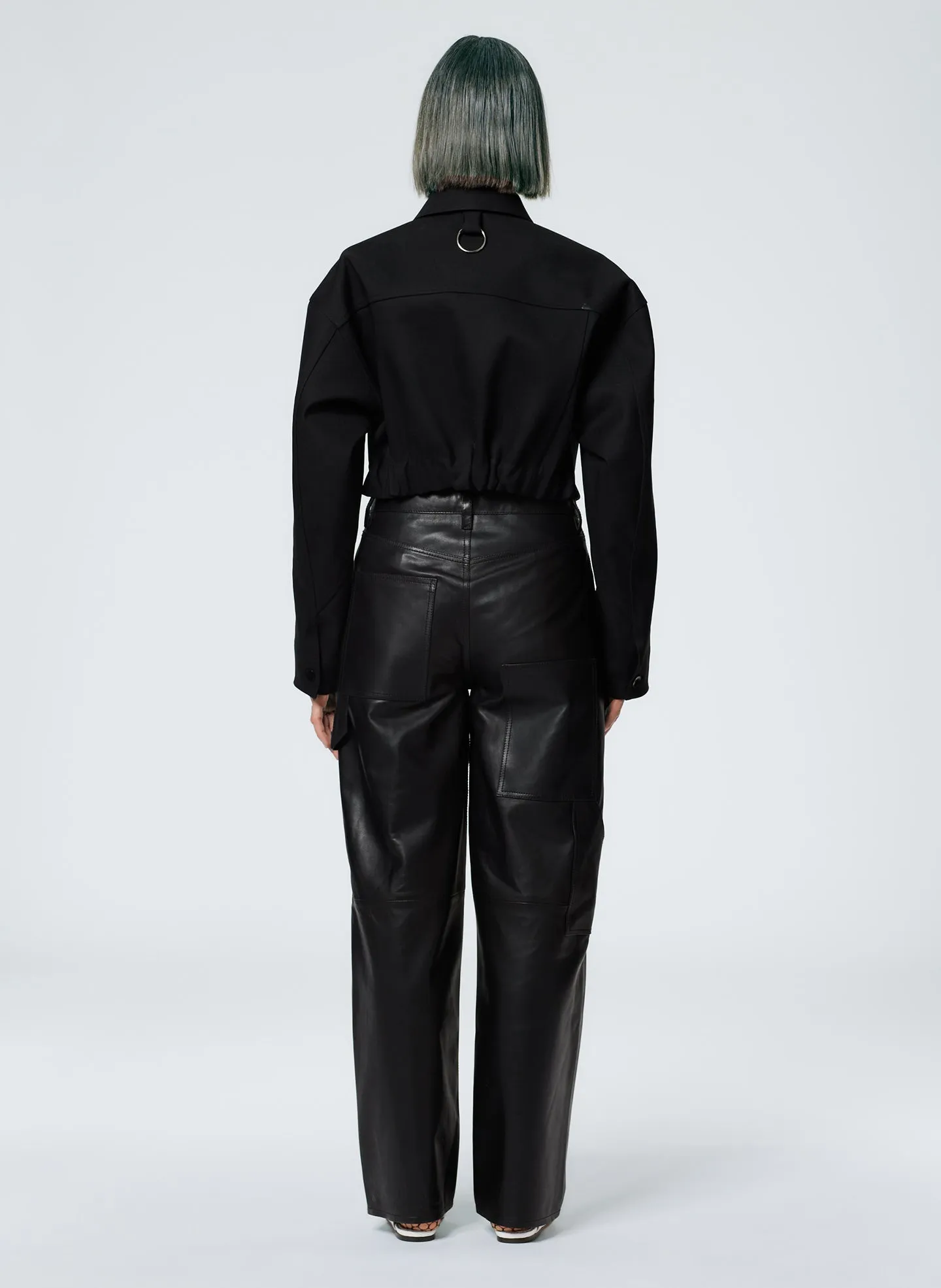 Double Faced Plainweave Cropped Jean Jacket sold by Tibi product image thumbnail 5