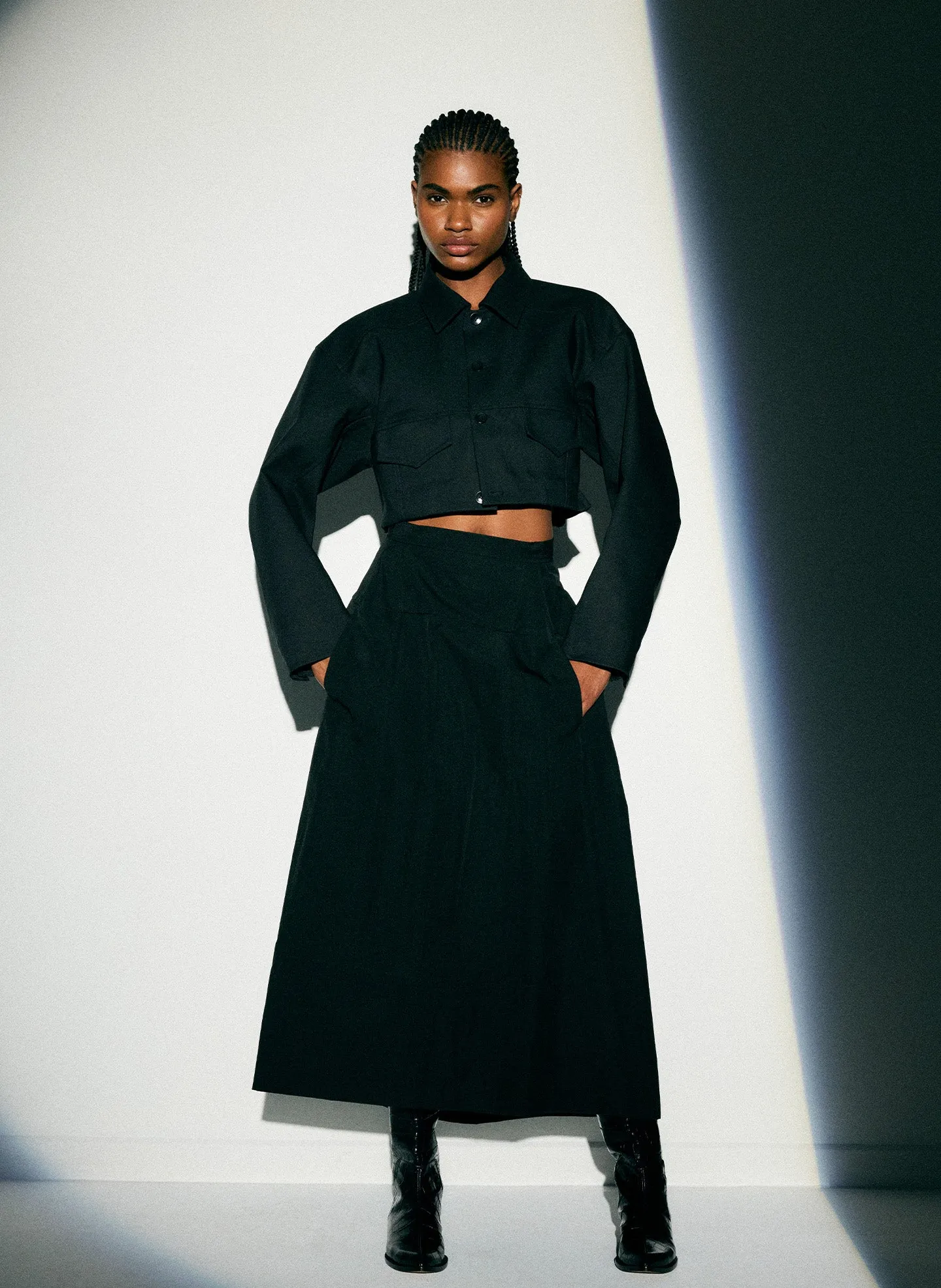 Double Faced Plainweave Cropped Jean Jacket sold by Tibi product image thumbnail 2