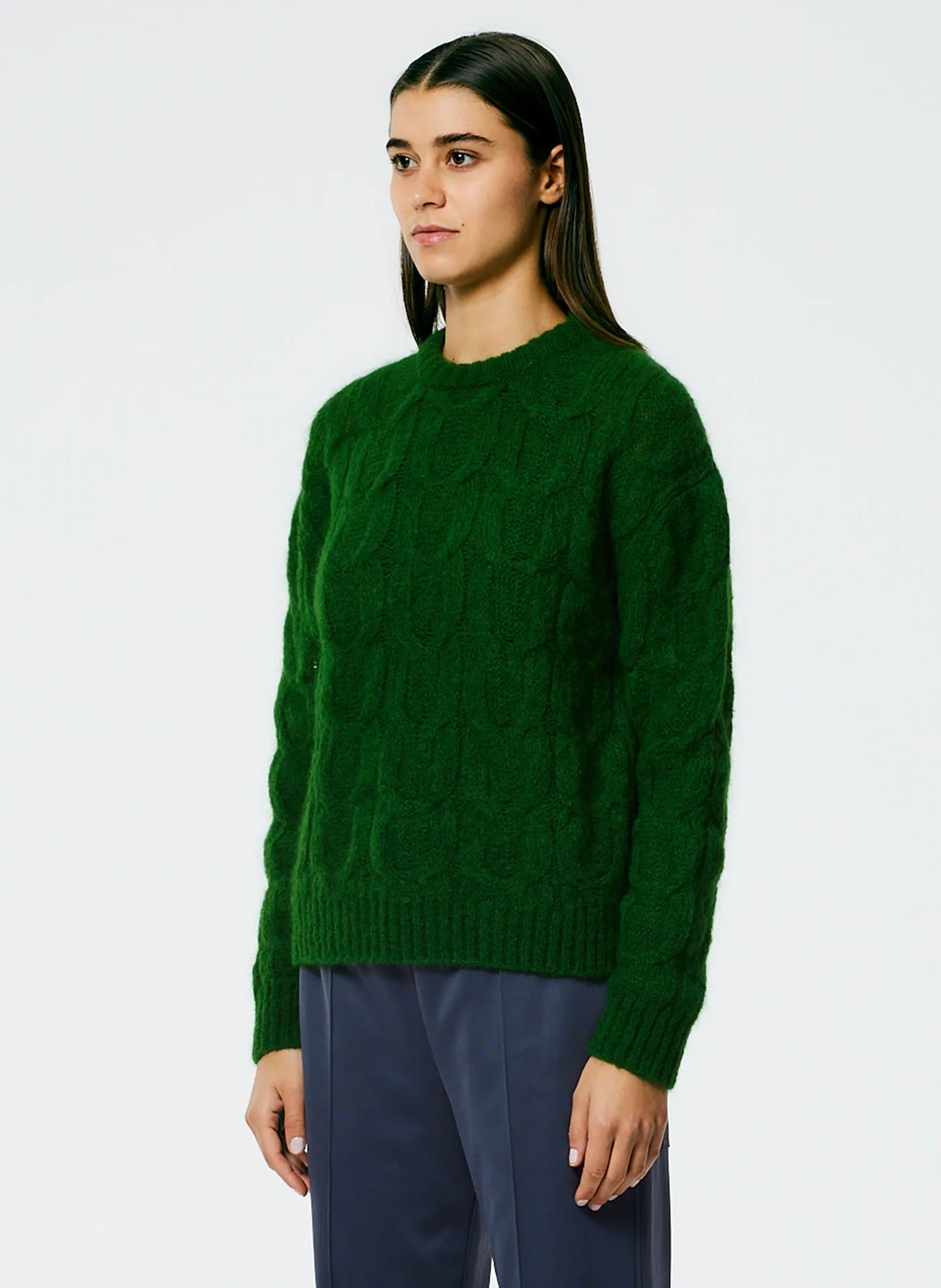 Soft Mohair Cable Crewneck Easy Pullover sold by Tibi product image thumbnail 3