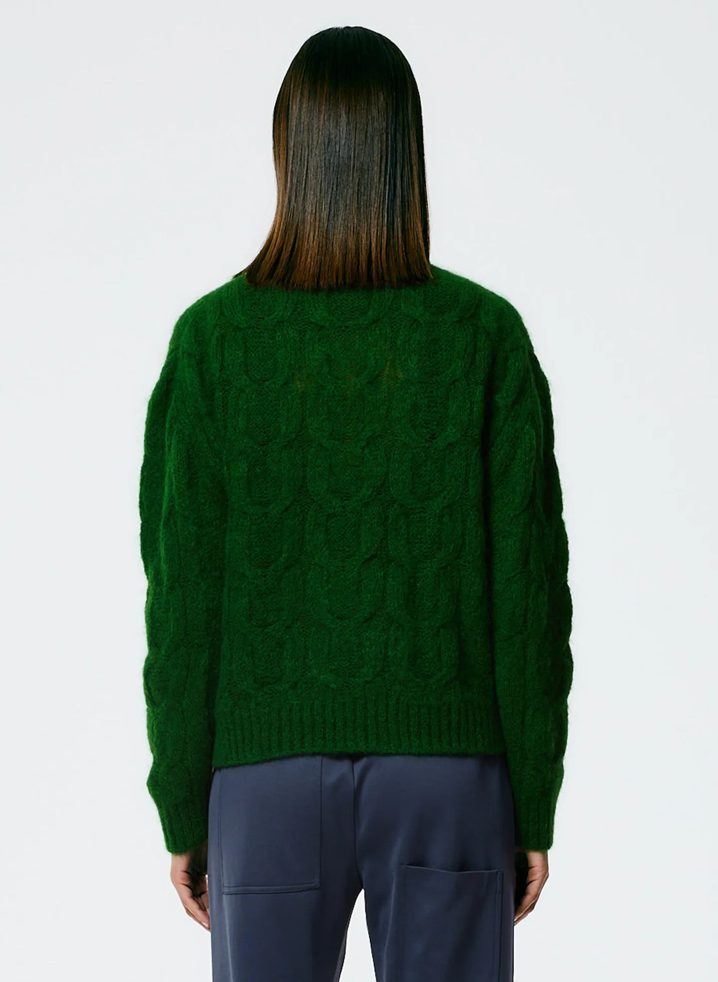 Soft Mohair Cable Crewneck Easy Pullover sold by Tibi product image thumbnail 4