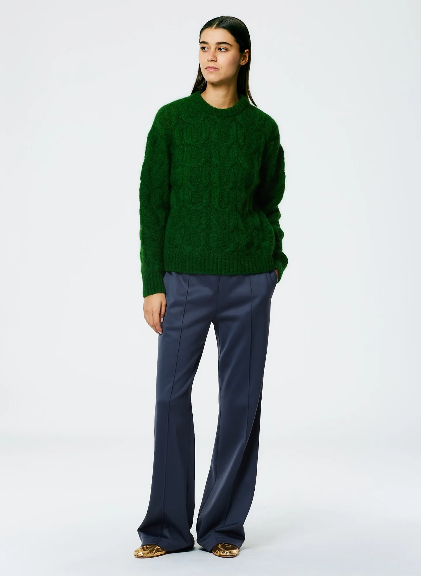 Soft Mohair Cable Crewneck Easy Pullover sold by Tibi product image thumbnail 5
