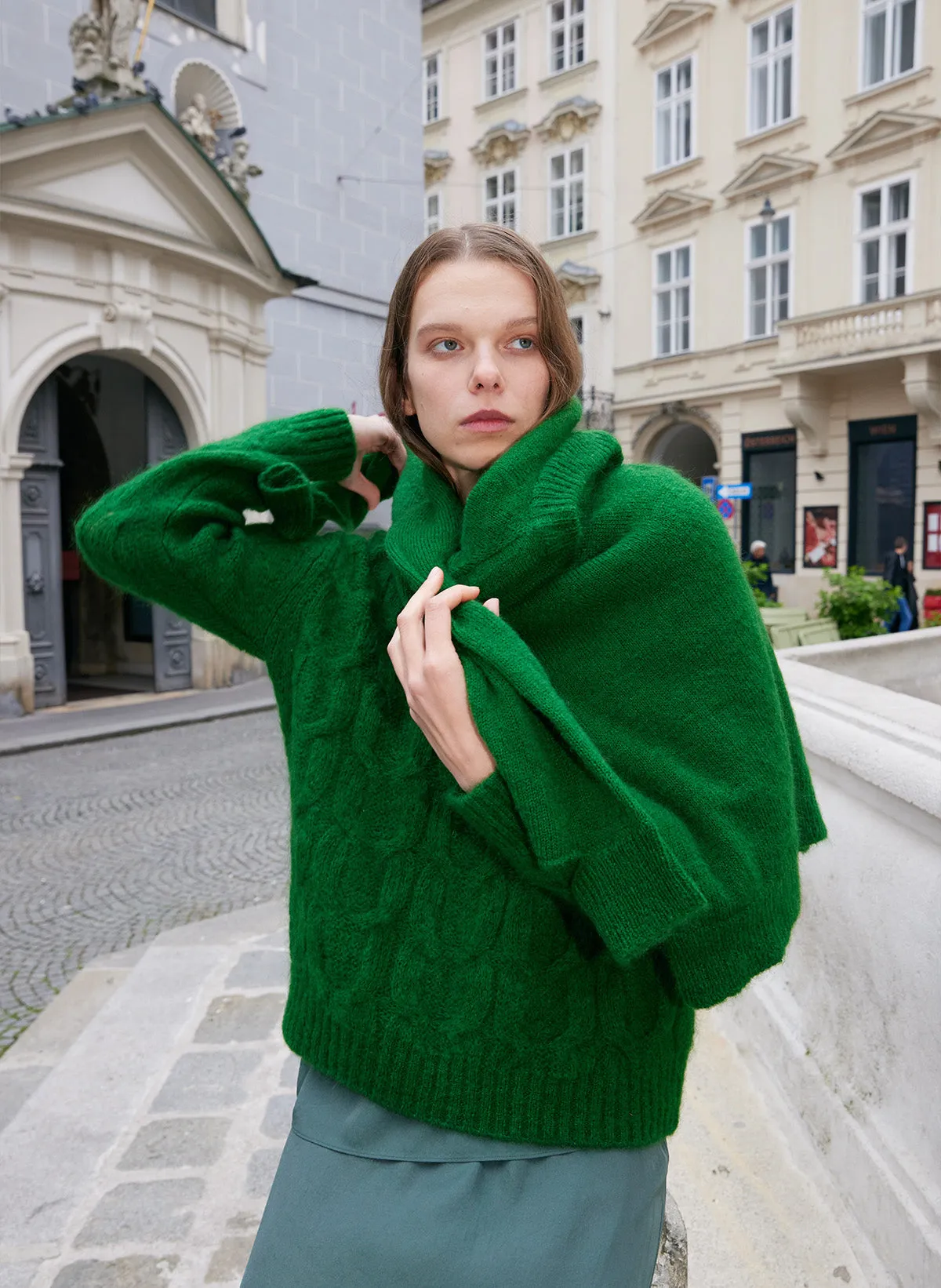 Soft Mohair Cable Crewneck Easy Pullover sold by Tibi product image thumbnail 2