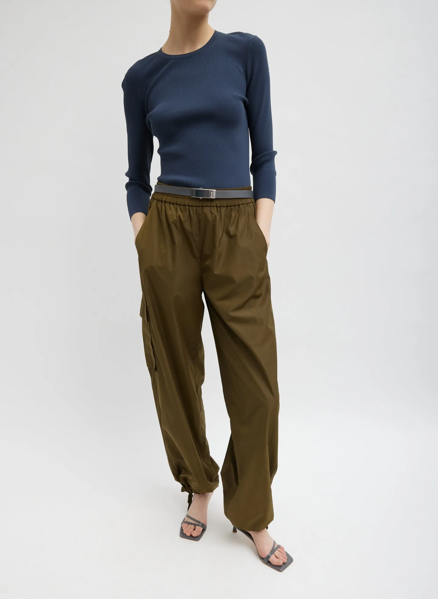 Italian Sporty Nylon Wide Leg Pull On Pant sold by Tibi