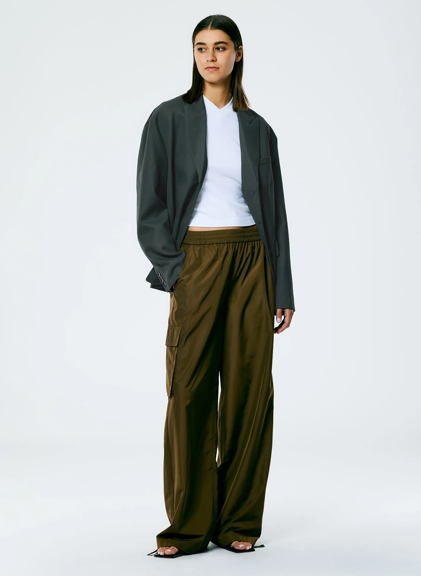 Italian Sporty Nylon Wide Leg Pull On Pant sold by Tibi product image thumbnail 3