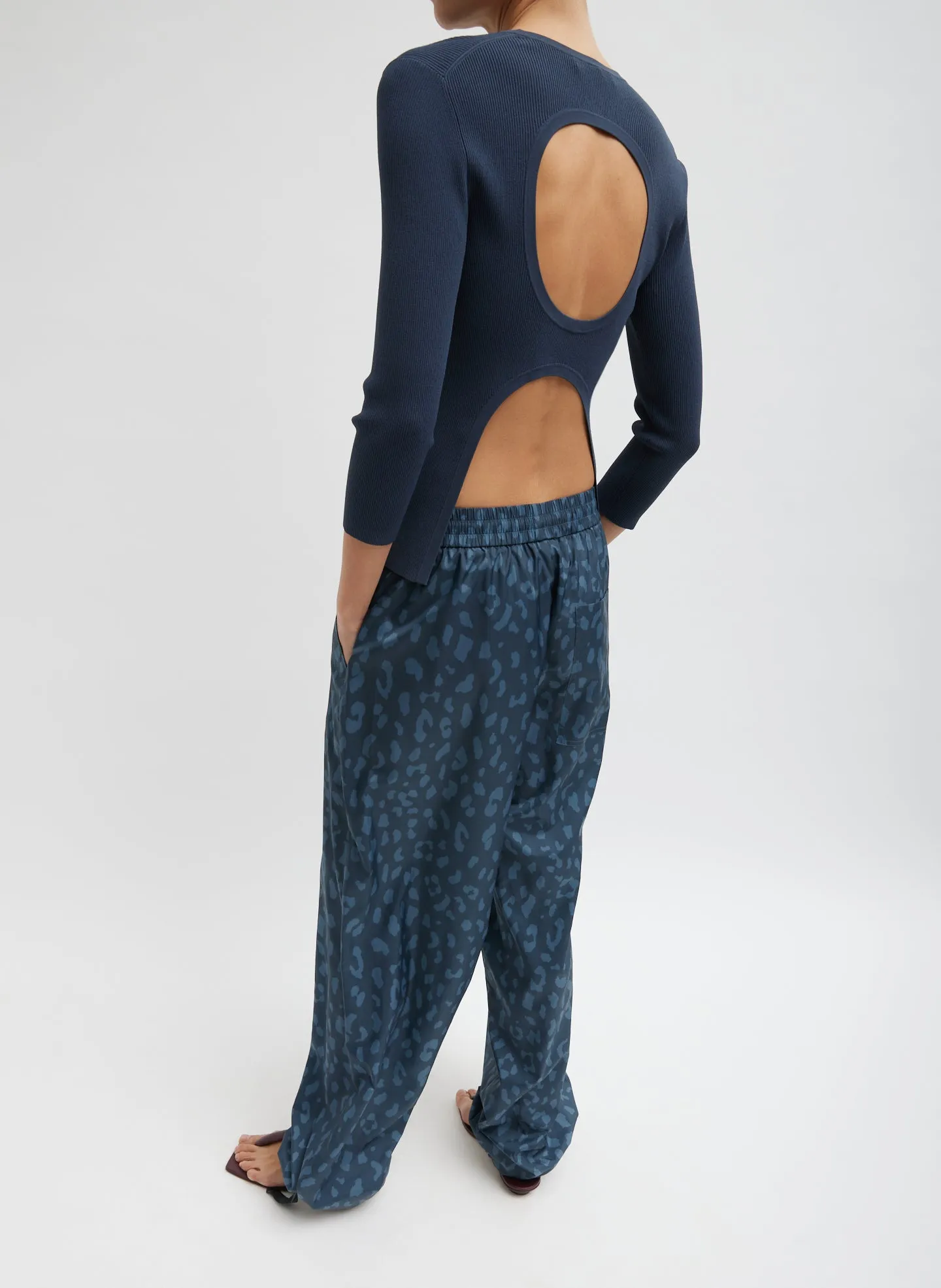 Recycled Sporty Nylon Cheetah Wide Leg Pull On Pant sold by Tibi product image thumbnail 3