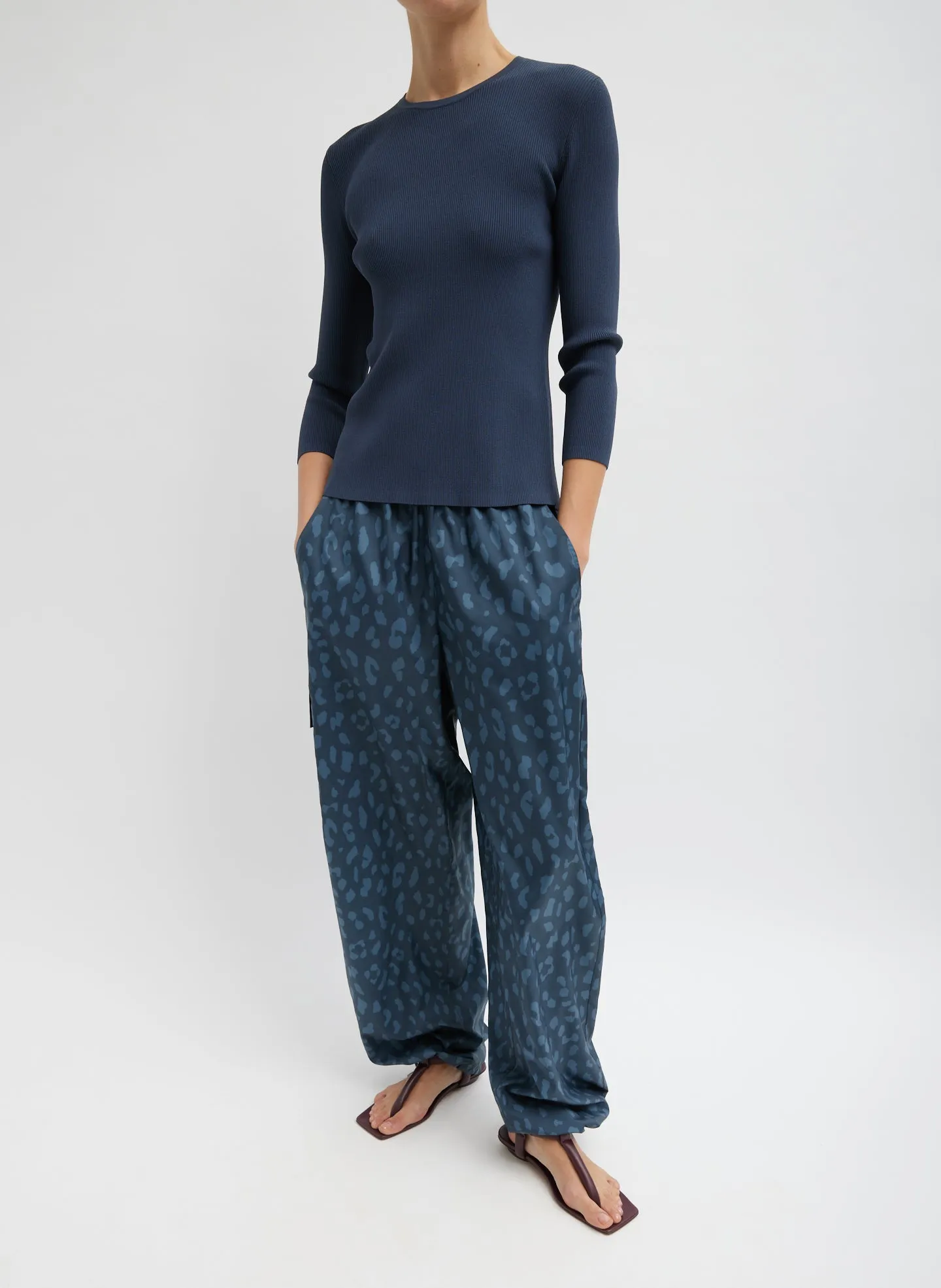 Recycled Sporty Nylon Cheetah Wide Leg Pull On Pant sold by Tibi