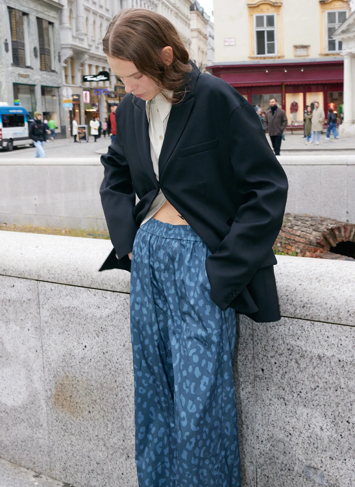 Recycled Sporty Nylon Cheetah Wide Leg Pull On Pant sold by Tibi product image thumbnail 2