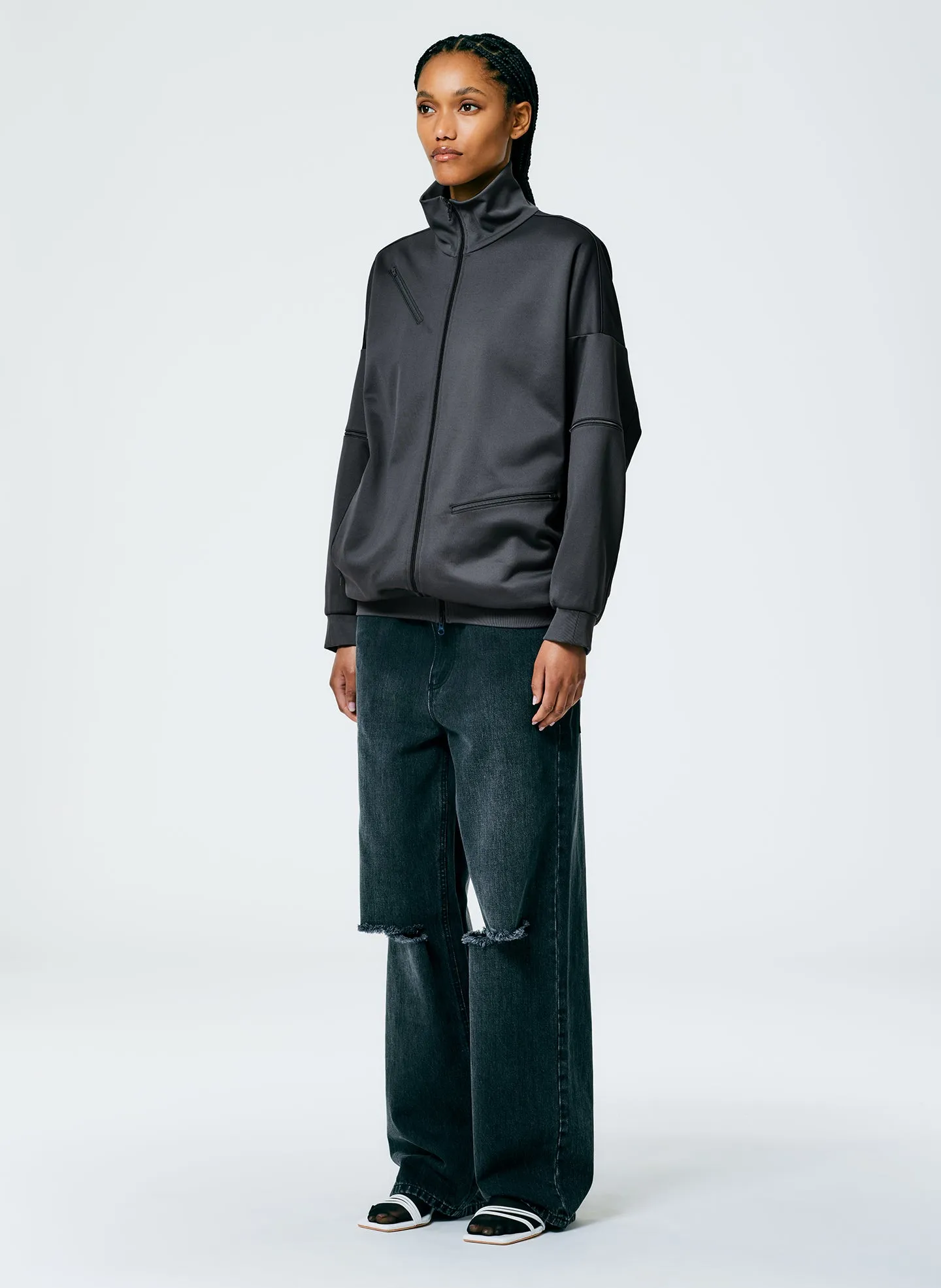 Active Knit Zipper Detailed Track Jacket sold by Tibi product image thumbnail 3