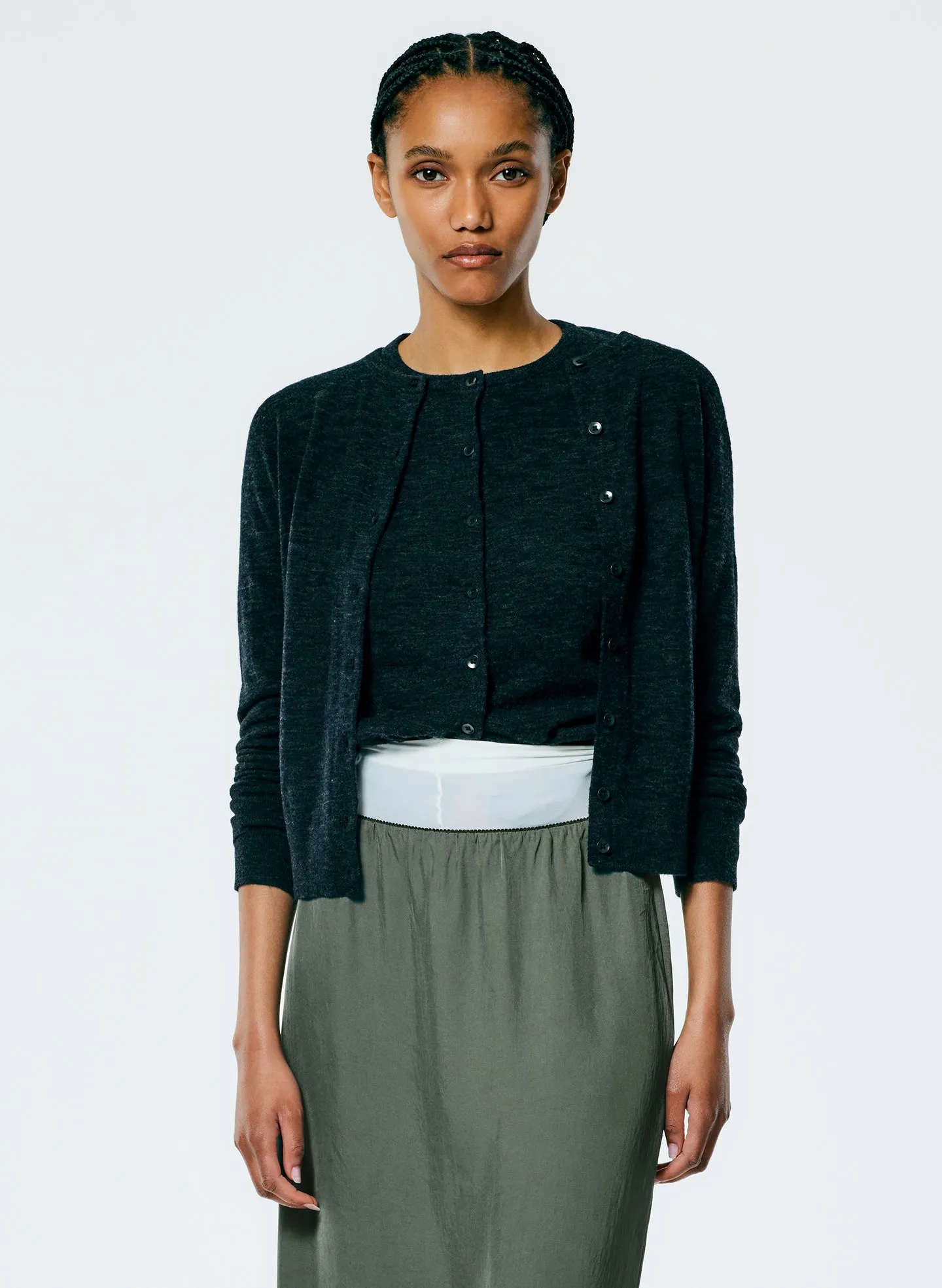 Skinlike Mercerized Wool Shrunken Cardigan sold by Tibi product image thumbnail 3