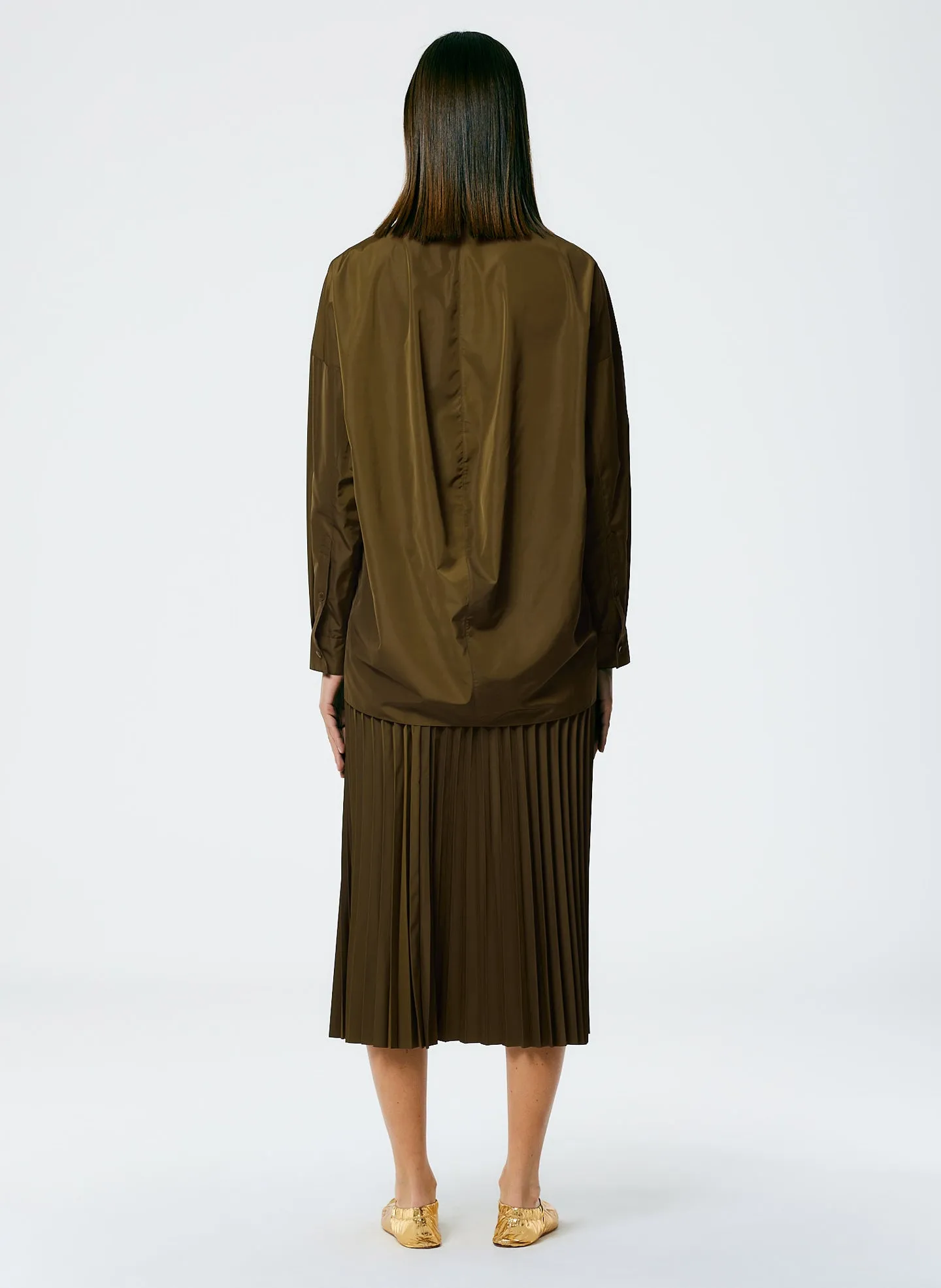 Italian Sporty Nylon Sunray Pleated Pull On Skirt sold by Tibi product image thumbnail 3