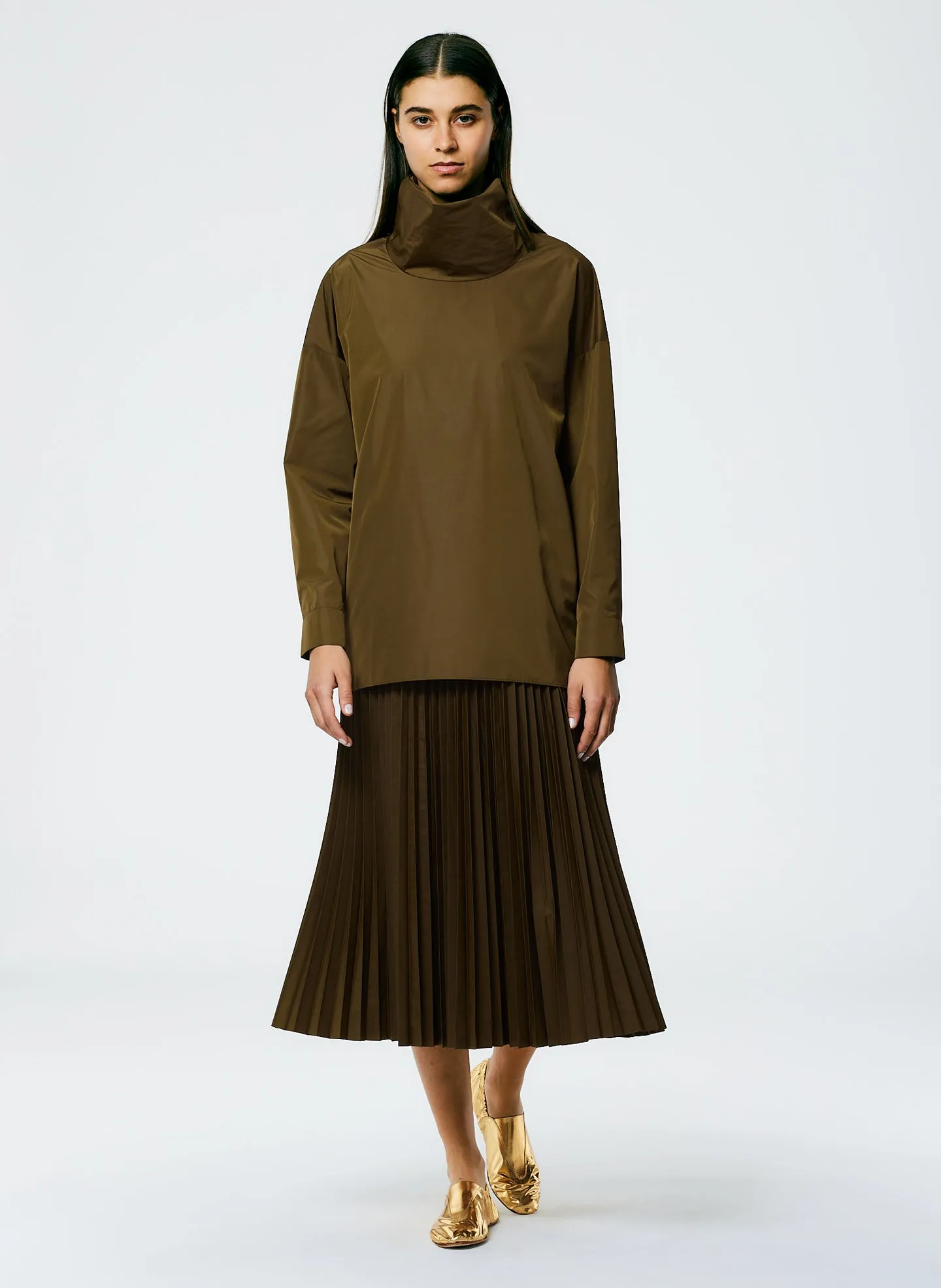 Italian Sporty Nylon Sunray Pleated Pull On Skirt sold by Tibi