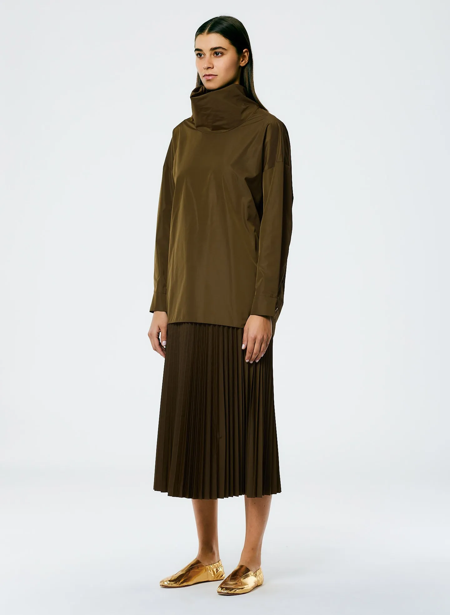 Italian Sporty Nylon Sunray Pleated Pull On Skirt sold by Tibi product image thumbnail 2