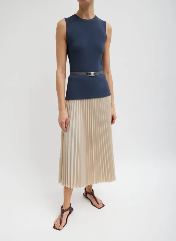 Italian Sporty Nylon Sunray Pleated Pull On Skirt made by Tibi