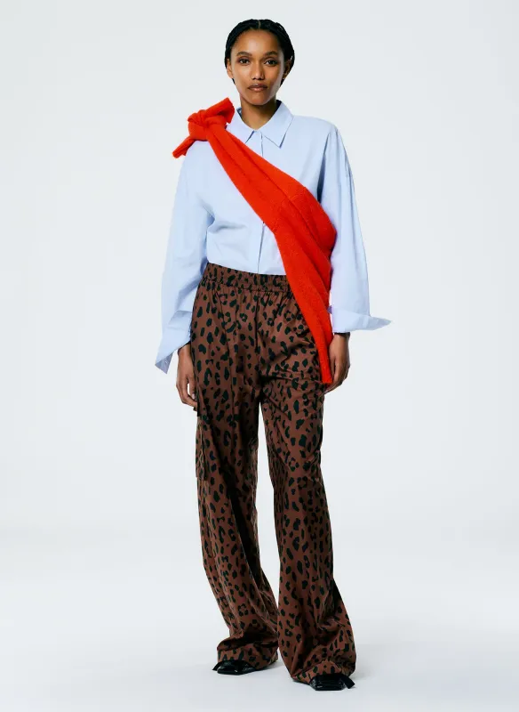 Recycled Sporty Nylon Cheetah Wide Leg Pull On Pant made by Tibi