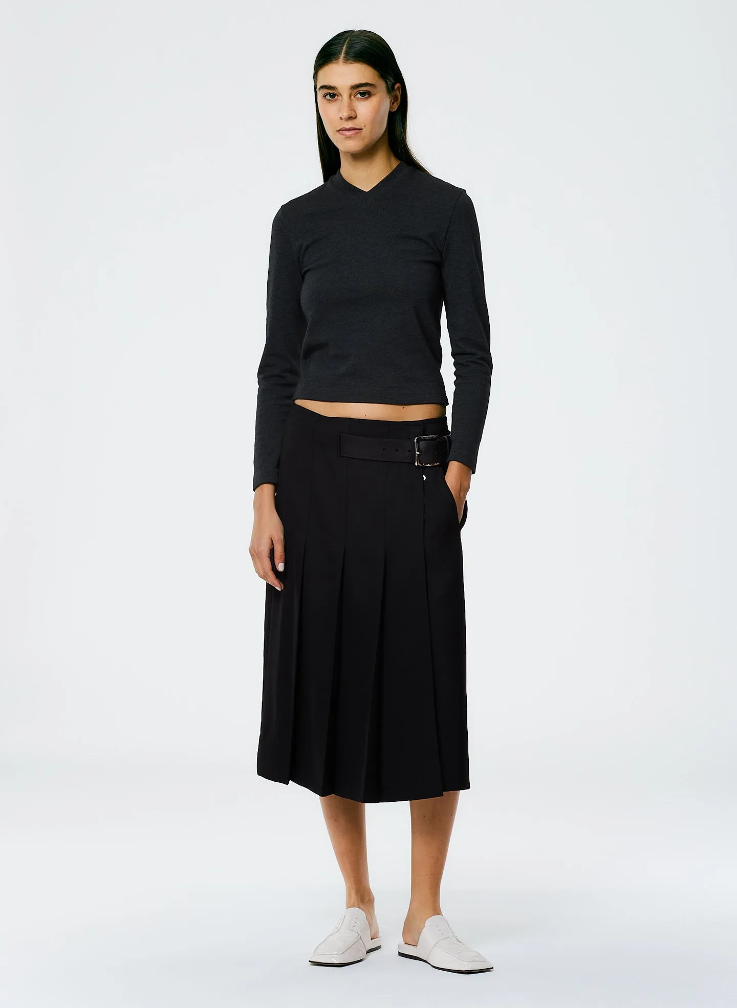 Grain De Poudre Wide Pleat Wrap Skirt sold by Tibi product image thumbnail 2