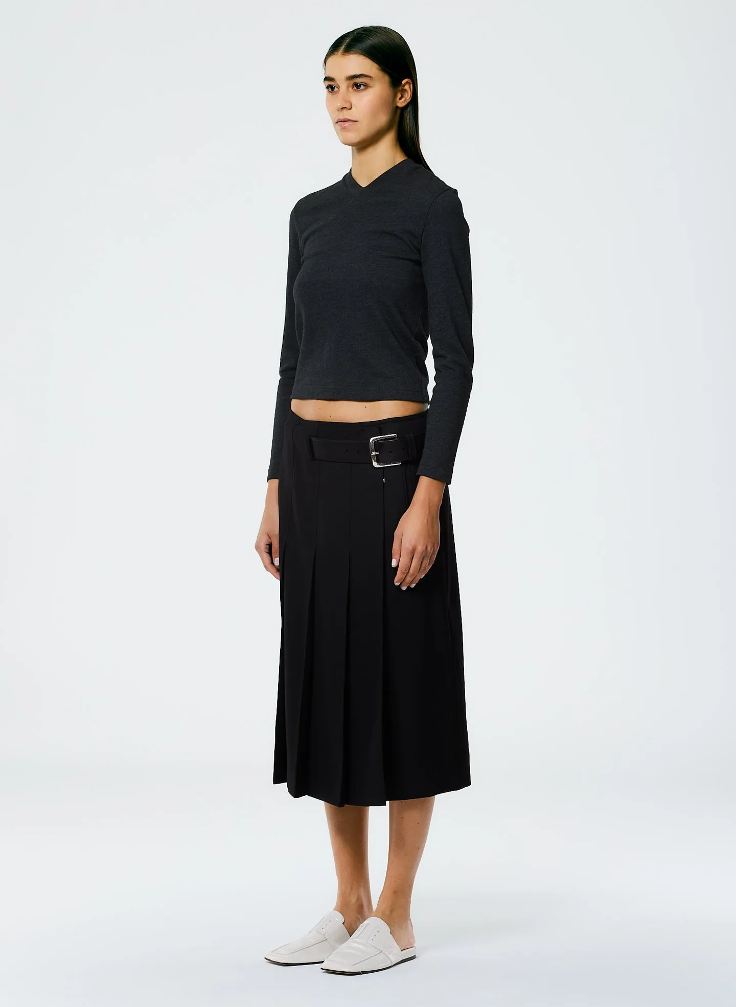 Grain De Poudre Wide Pleat Wrap Skirt sold by Tibi product image thumbnail 3