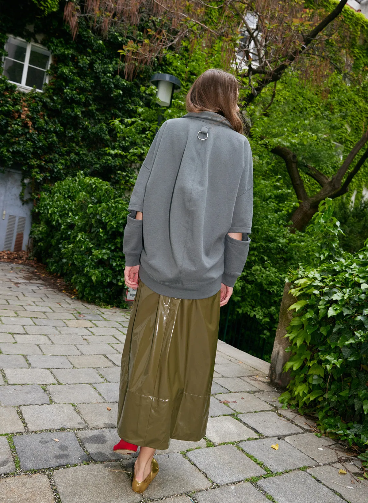 Light Weight Stretch Patent Smocking Waistband Full Skirt sold by Tibi product image thumbnail 2