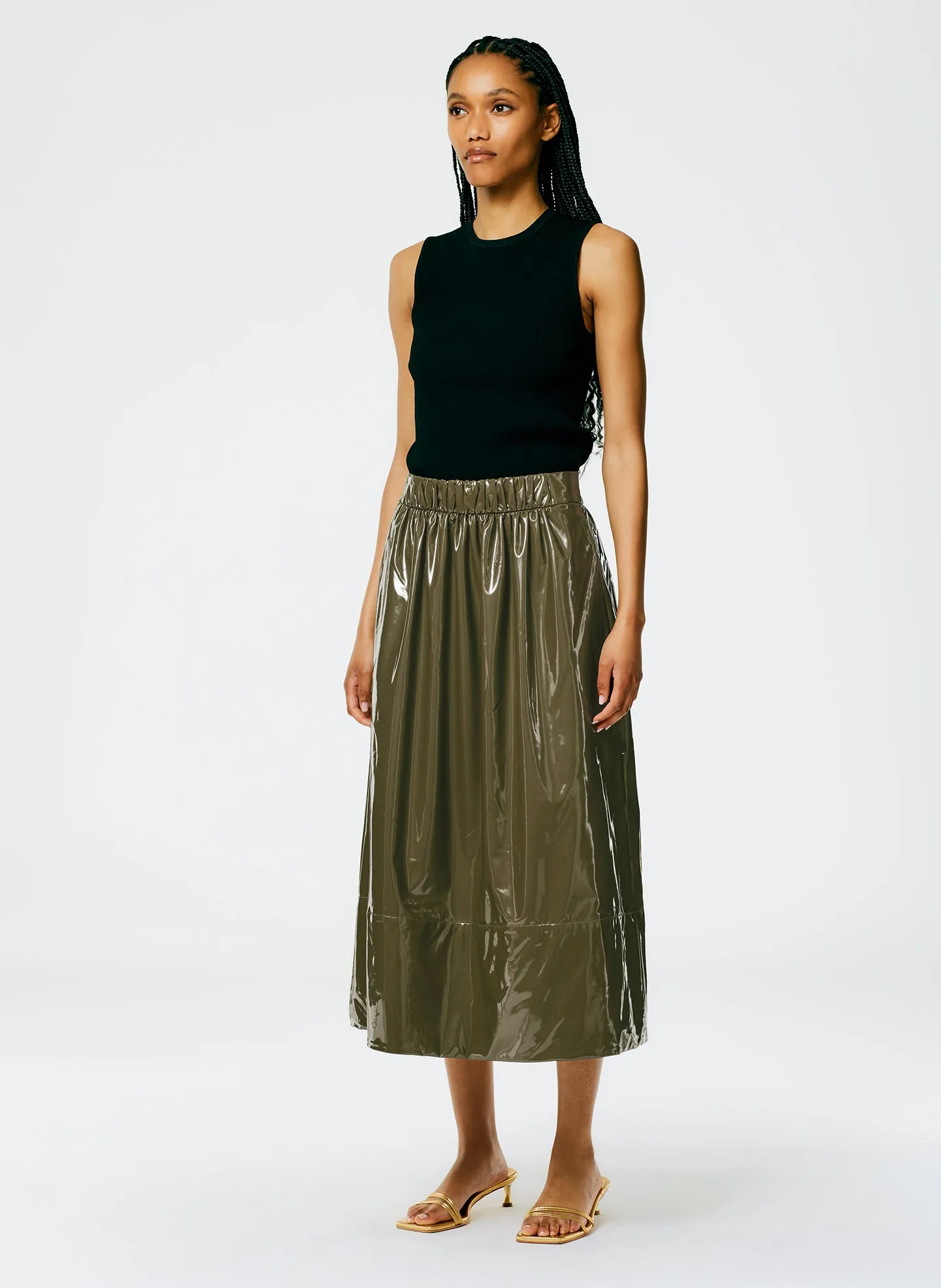 Light Weight Stretch Patent Smocking Waistband Full Skirt sold by Tibi product image thumbnail 3