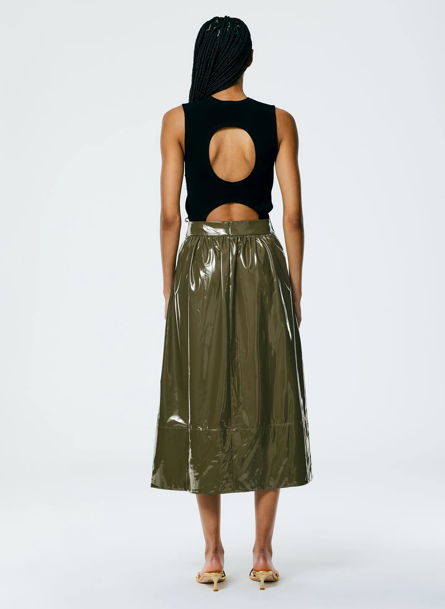 Light Weight Stretch Patent Smocking Waistband Full Skirt sold by Tibi product image thumbnail 4