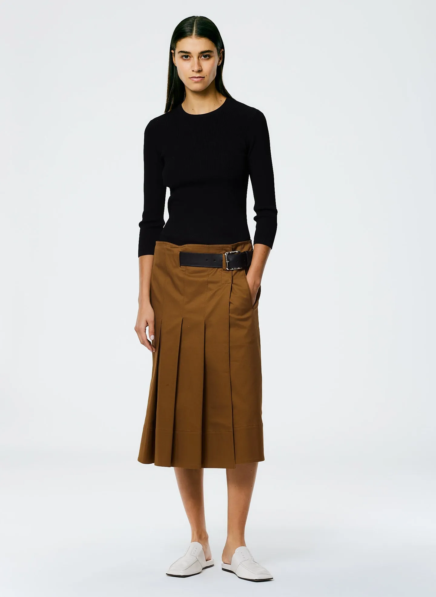 Chino Wide Pleat Wrap Skirt sold by Tibi