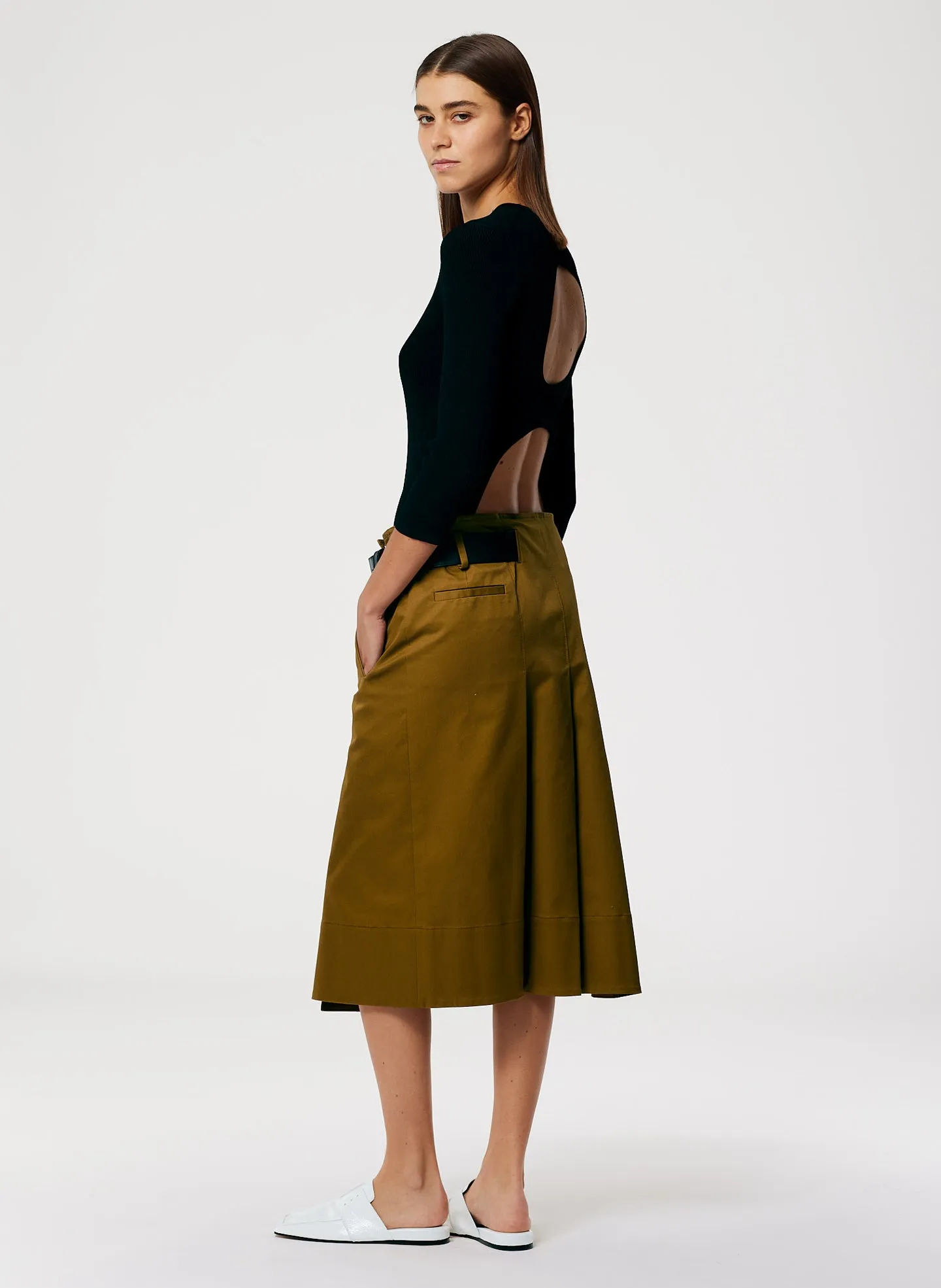 Chino Wide Pleat Wrap Skirt sold by Tibi product image thumbnail 2