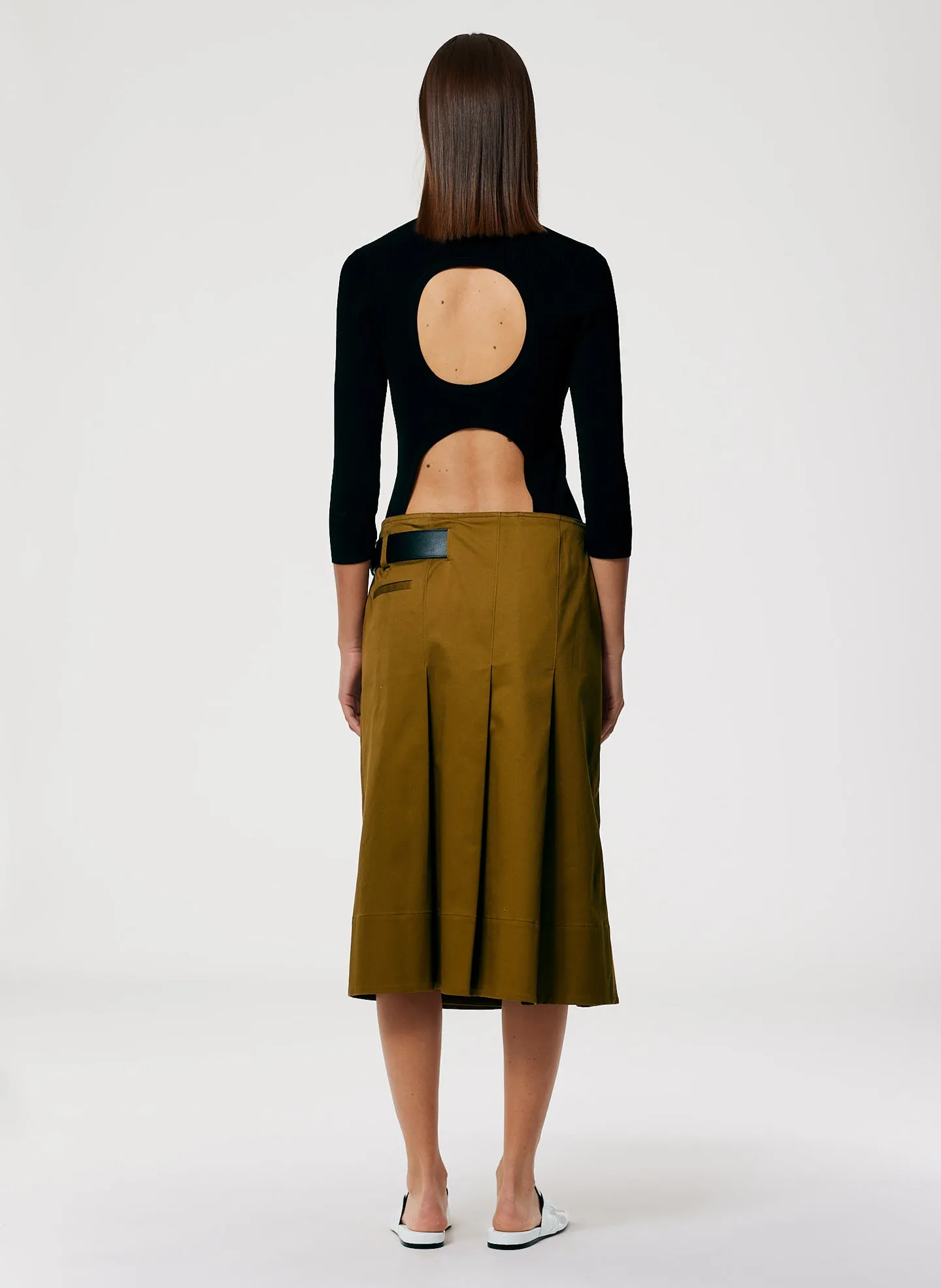 Chino Wide Pleat Wrap Skirt sold by Tibi product image thumbnail 3
