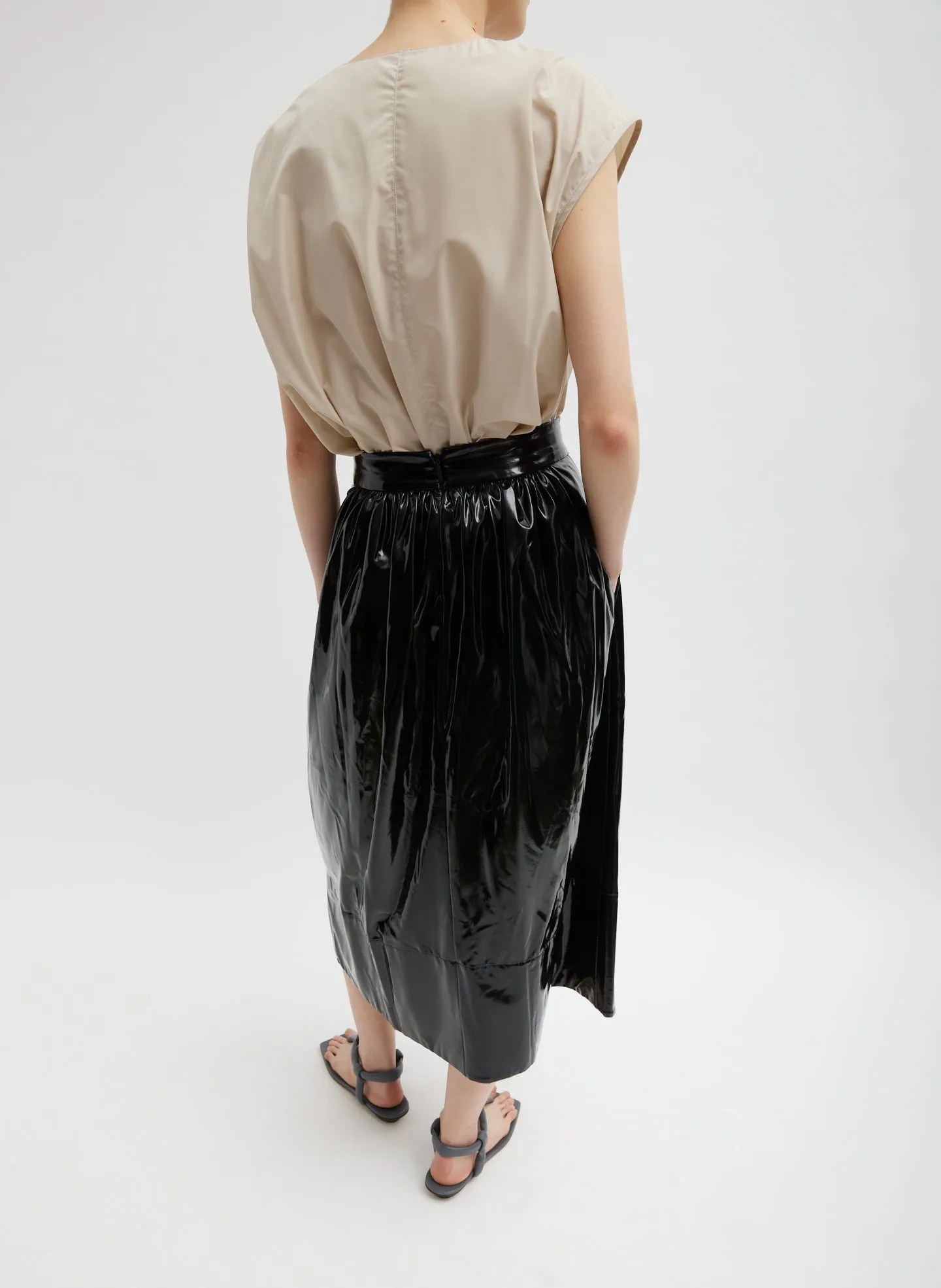 Light Weight Stretch Patent Smocking Waistband Full Skirt sold by Tibi product image thumbnail 3