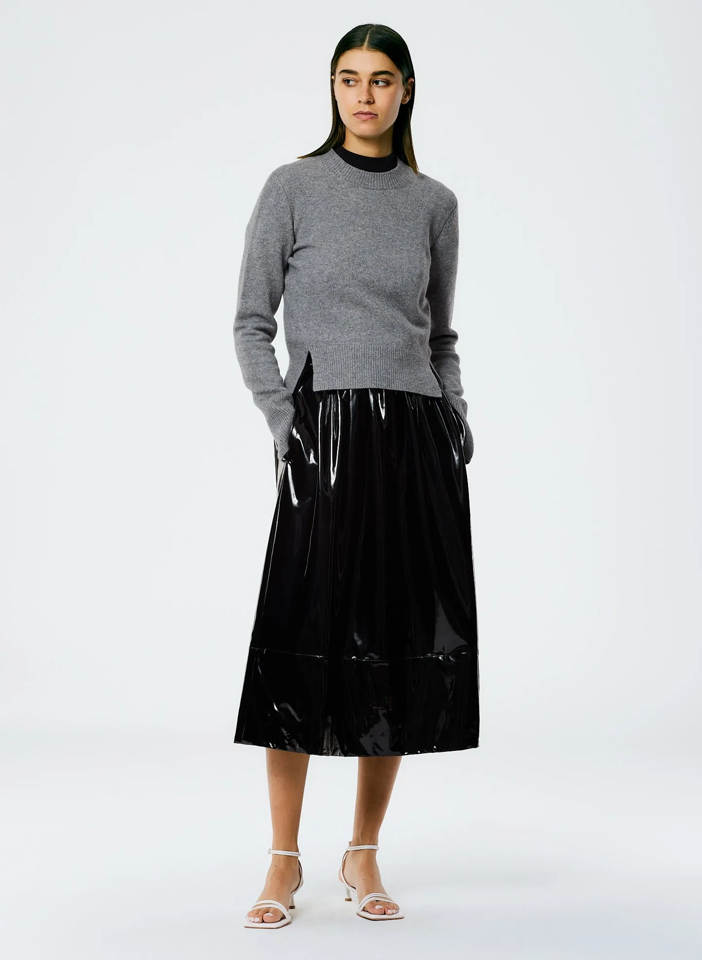 Light Weight Stretch Patent Smocking Waistband Full Skirt sold by Tibi product image thumbnail 4