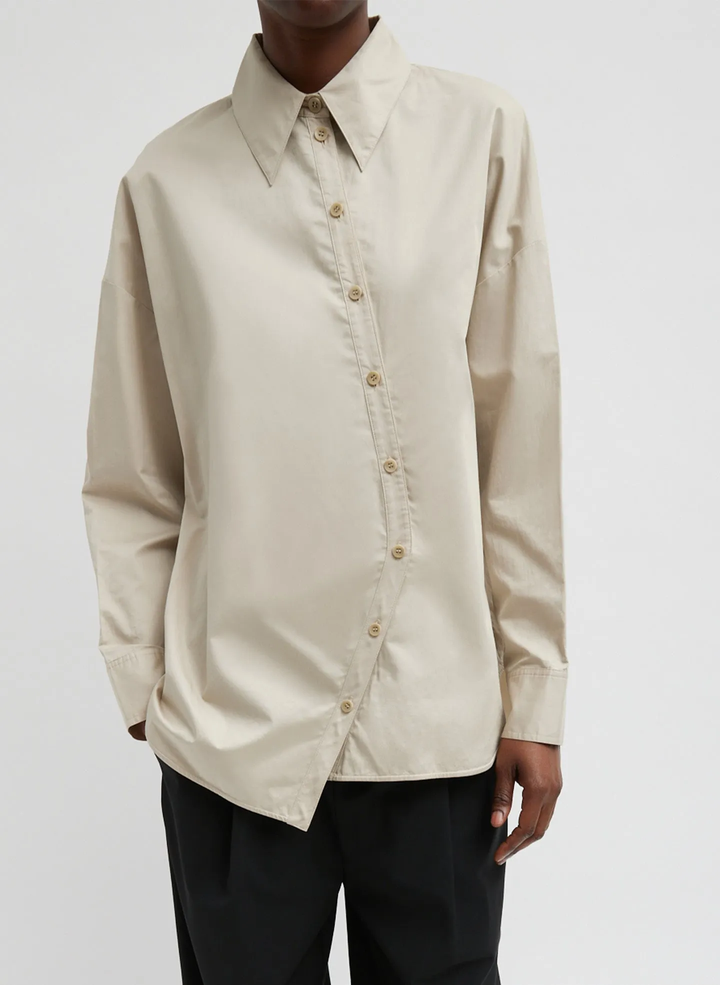 Eco Poplin Asymmetrical Shirt sold by Tibi