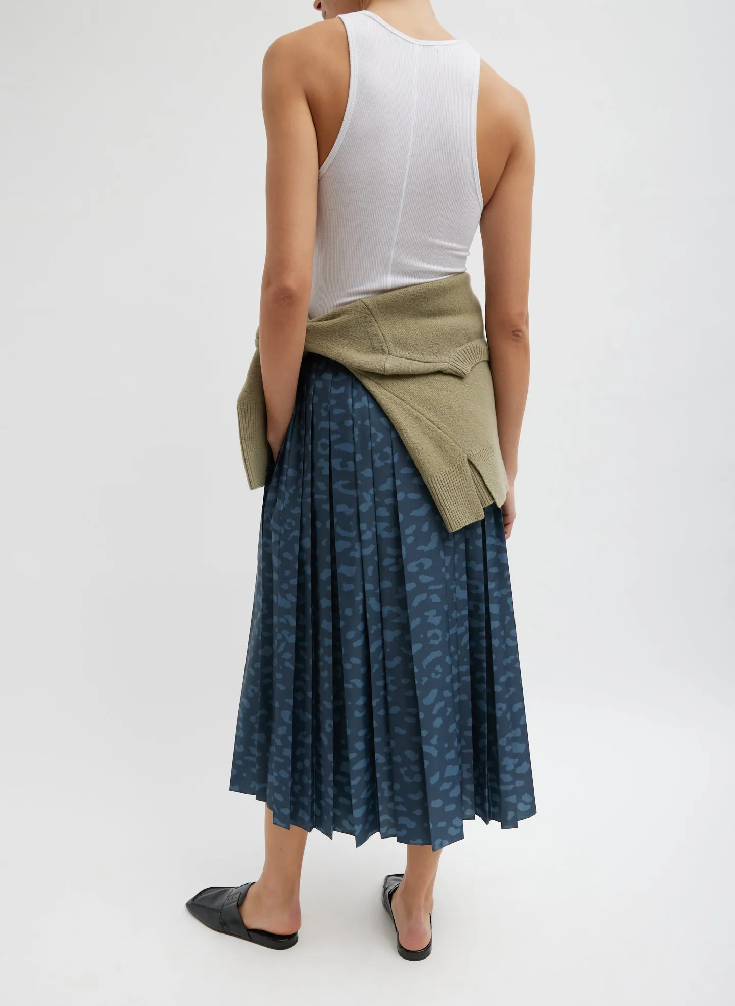 Recycled Sporty Nylon Cheetah Pleated Pull On Skirt sold by Tibi product image thumbnail 2