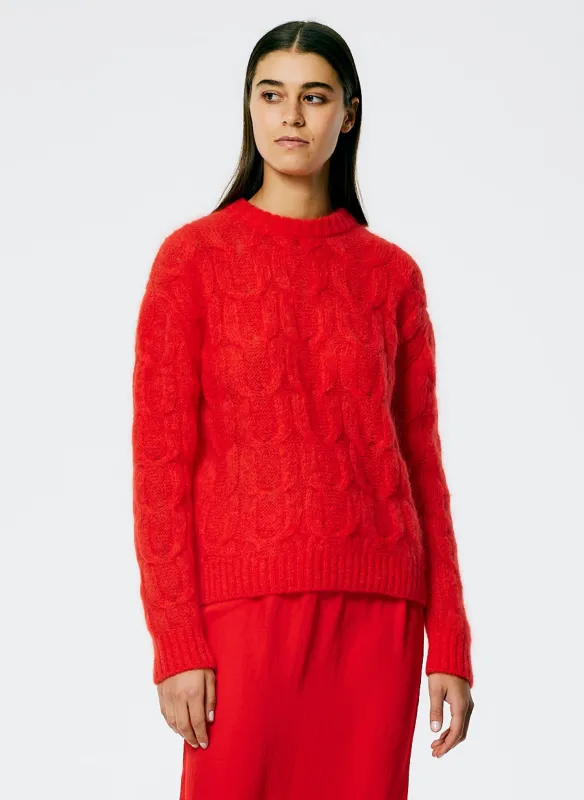 Soft Mohair Cable Crewneck Easy Pullover made by Tibi