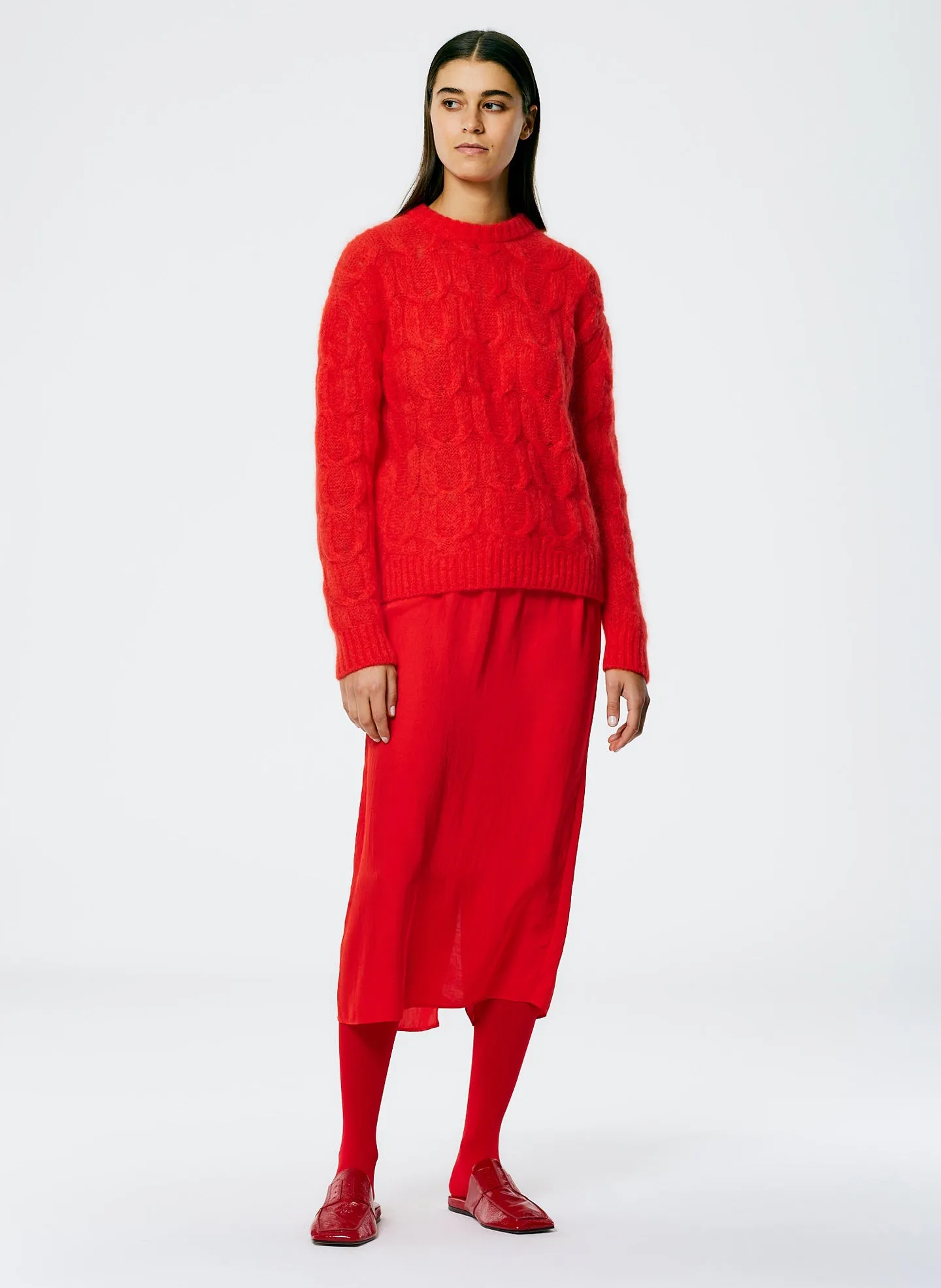 Soft Mohair Cable Crewneck Easy Pullover sold by Tibi product image thumbnail 4
