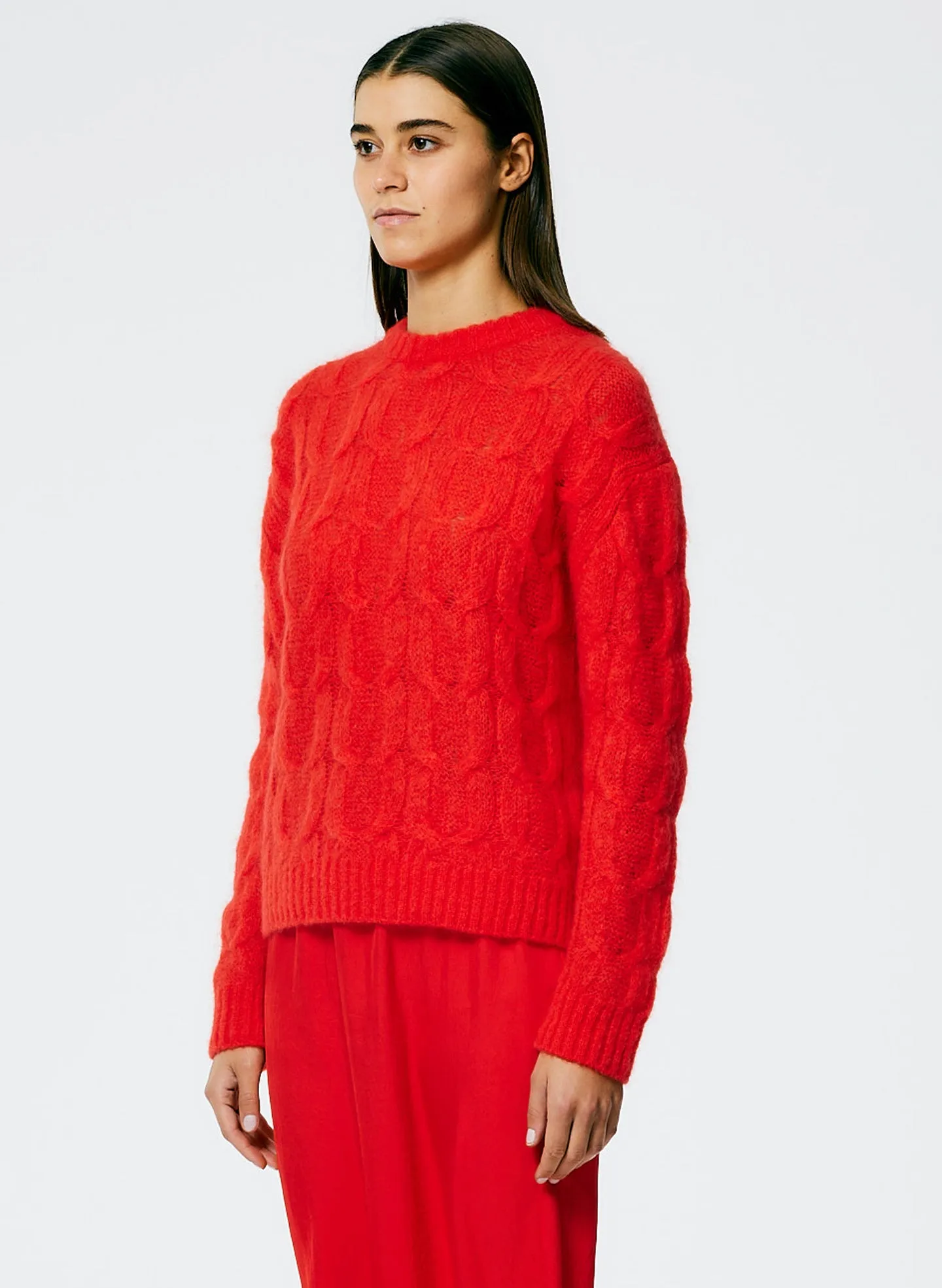 Soft Mohair Cable Crewneck Easy Pullover sold by Tibi product image thumbnail 2