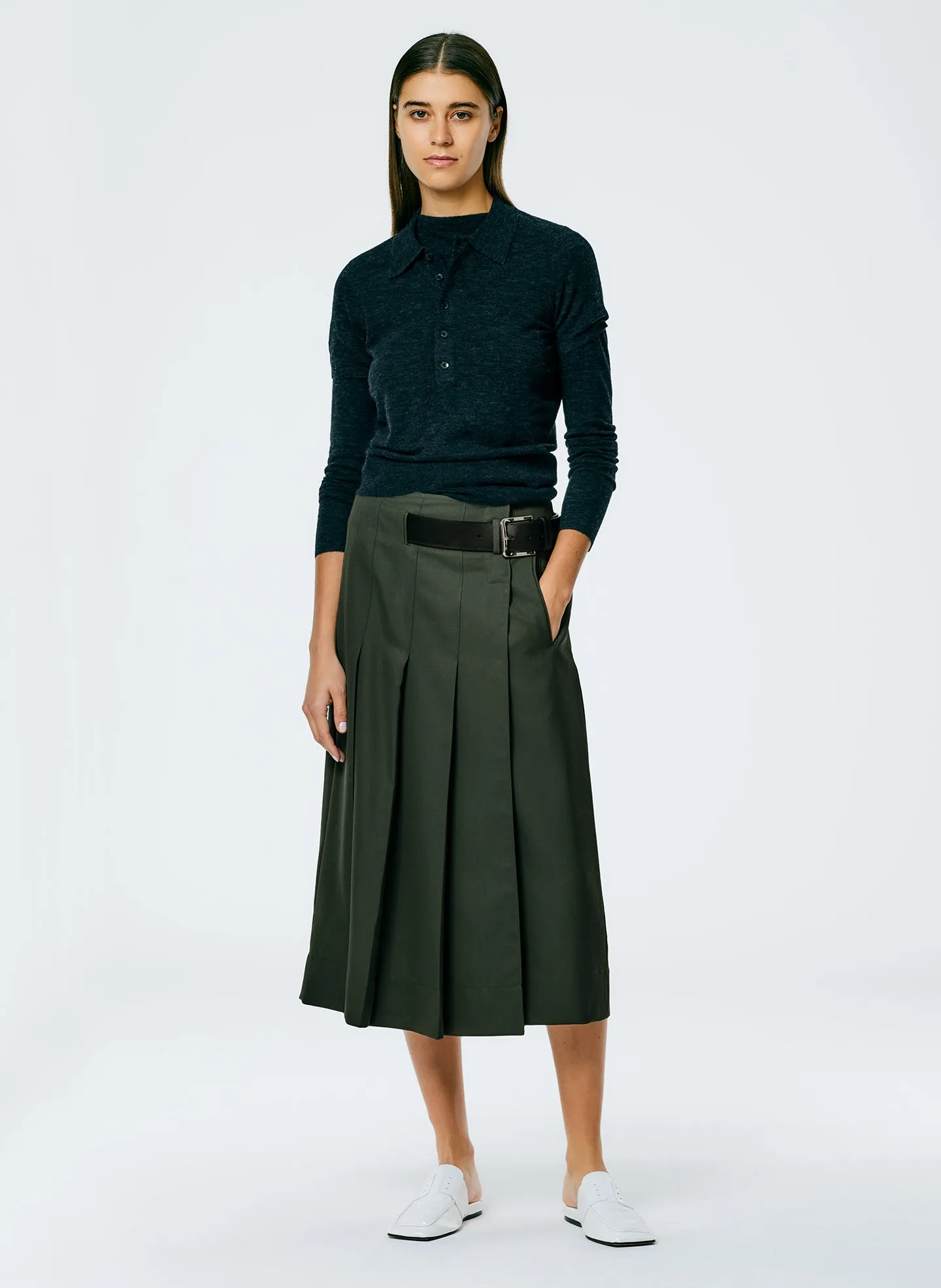Grain De Poudre Wide Pleat Wrap Skirt sold by Tibi