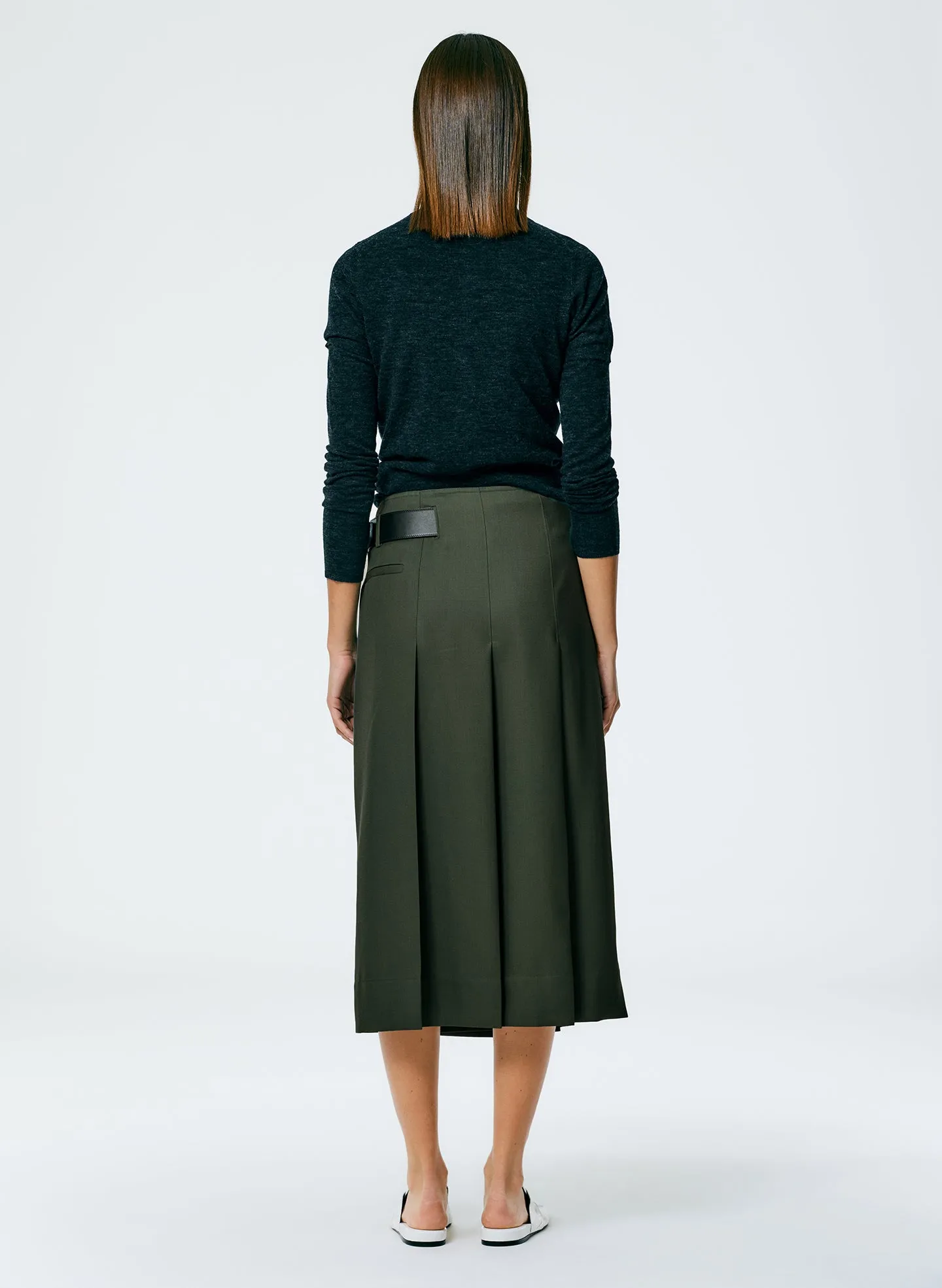 Grain De Poudre Wide Pleat Wrap Skirt sold by Tibi product image thumbnail 4