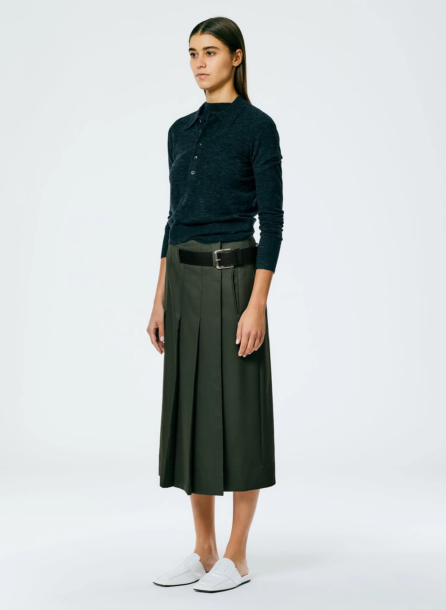 Grain De Poudre Wide Pleat Wrap Skirt sold by Tibi product image thumbnail 3