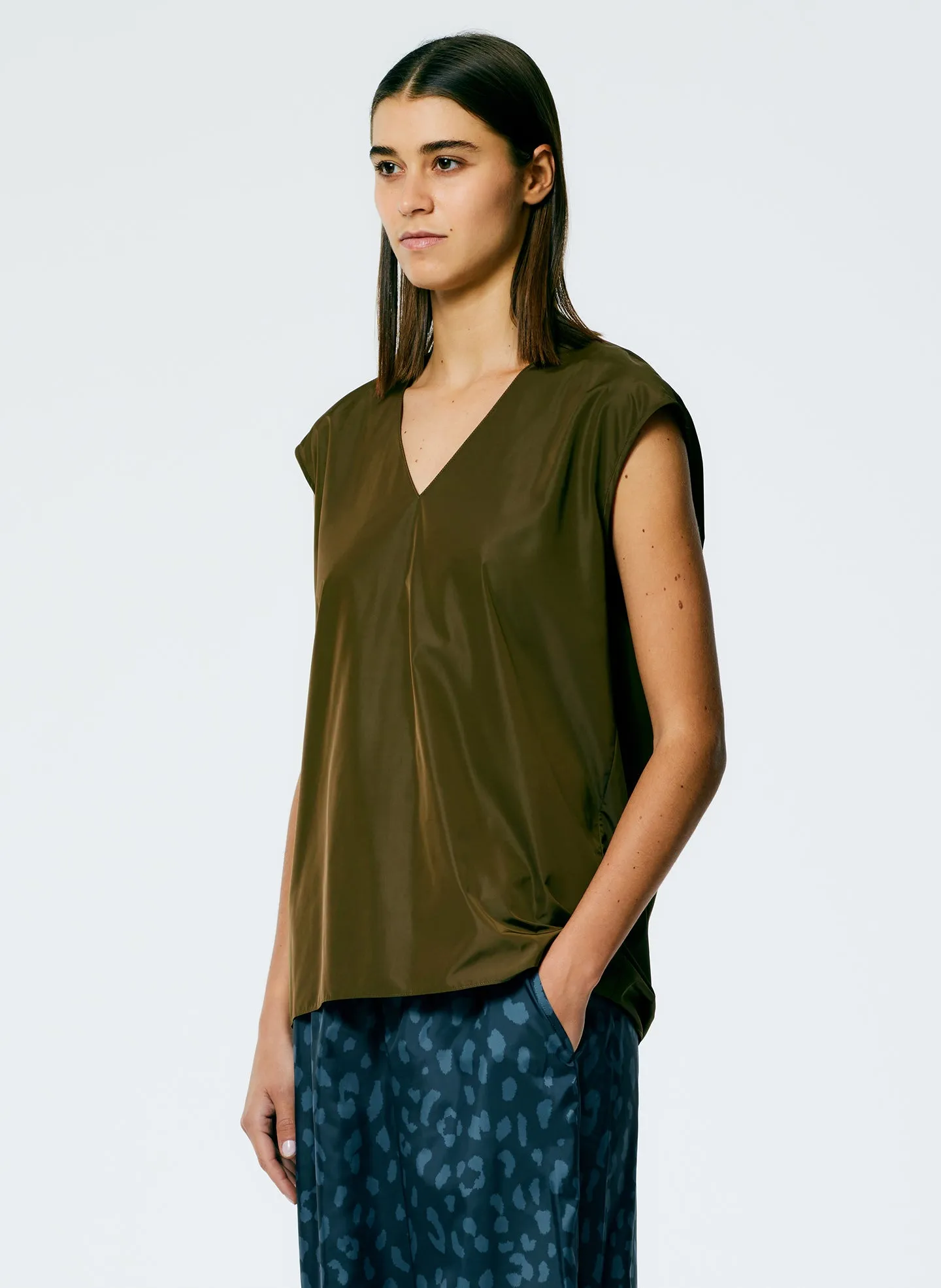 Italian Sporty Nylon Sleeveless V-Neck Top sold by Tibi product image thumbnail 2