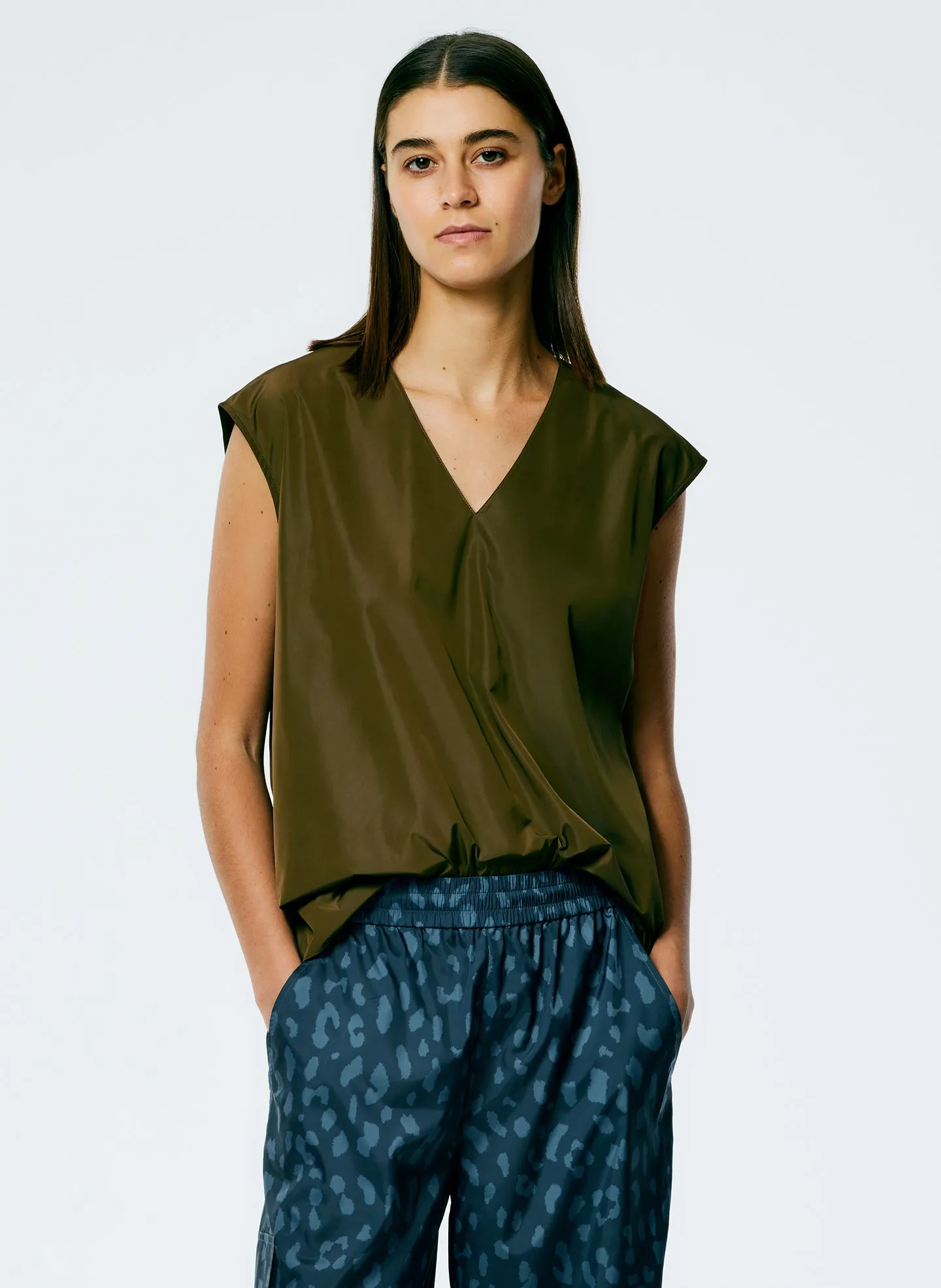Italian Sporty Nylon Sleeveless V-Neck Top sold by Tibi