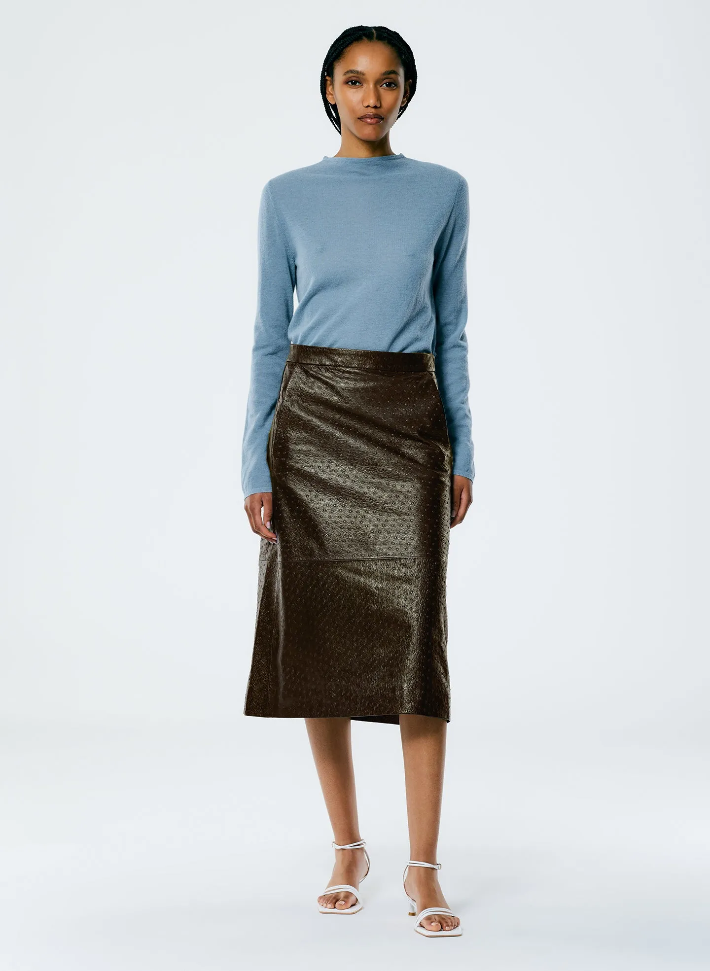 Ostrich Leather A-Line Skirt sold by Tibi