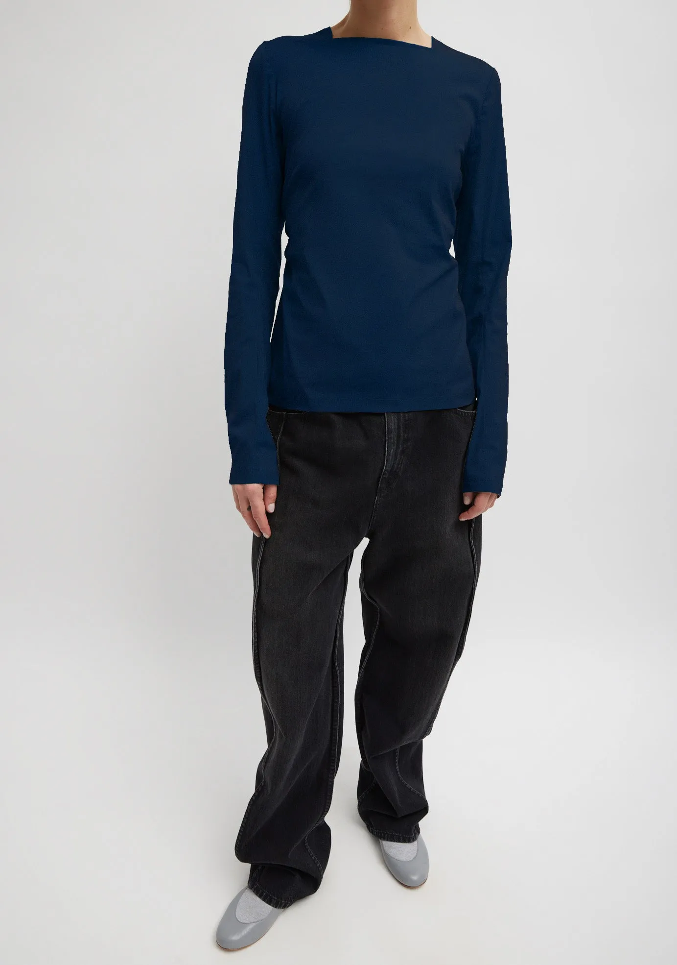 Stretch Cotton Nylon Square Neck Slim Circular Sleeve Top sold by Tibi product image thumbnail 4