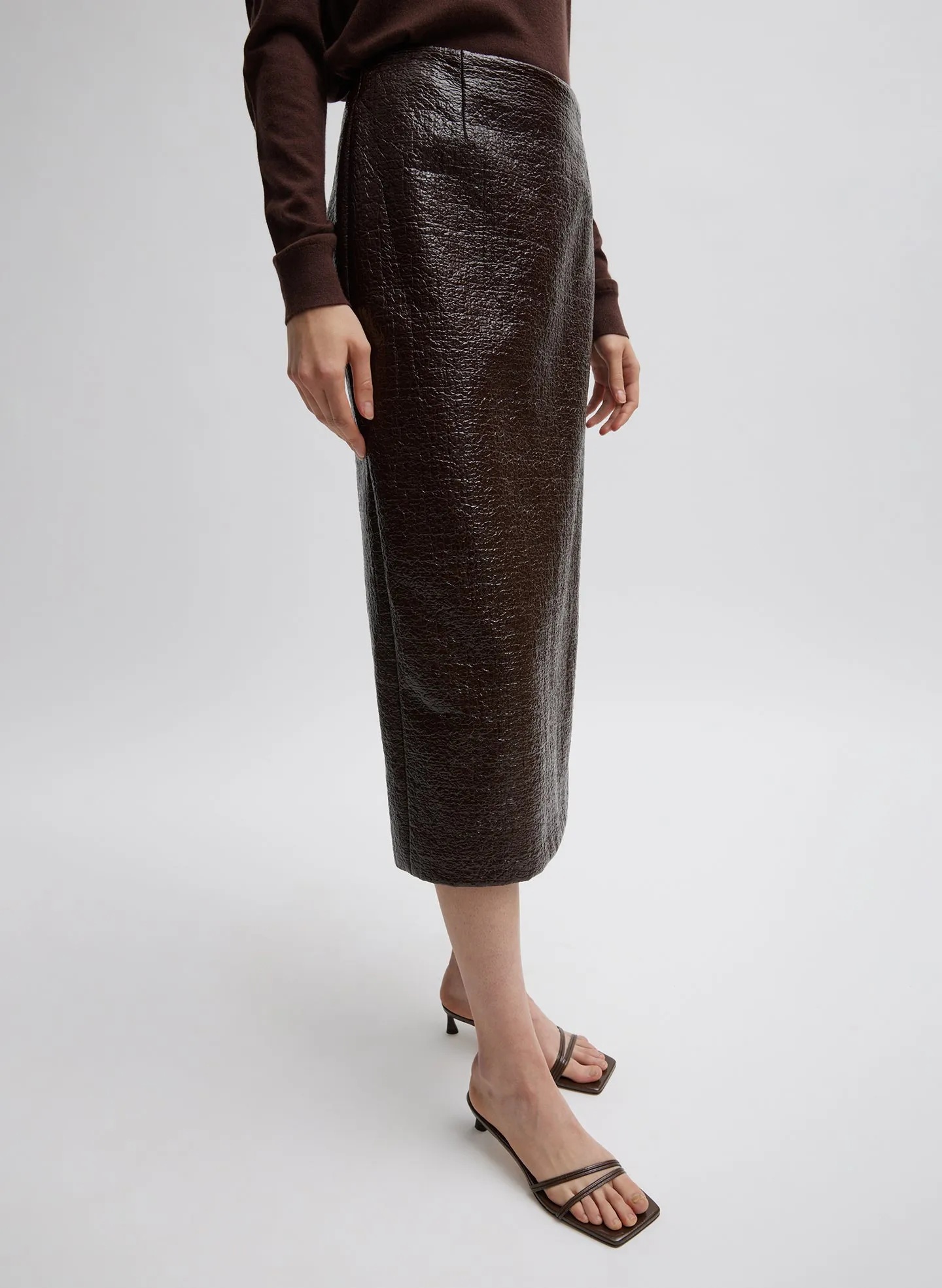 Coated Basketweave Pencil Skirt sold by Tibi product image thumbnail 4