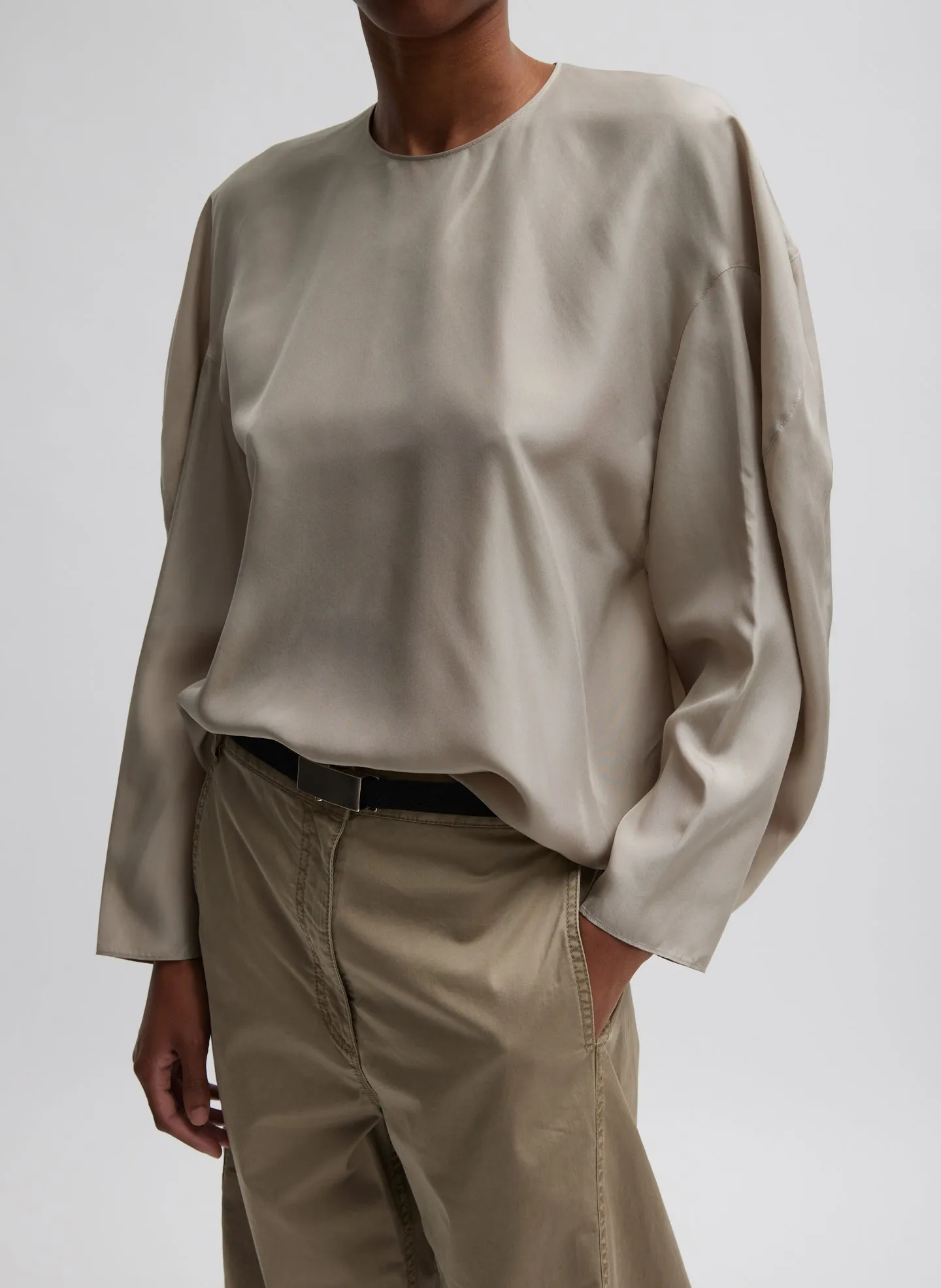 Silk Habutai Circular Top sold by Tibi