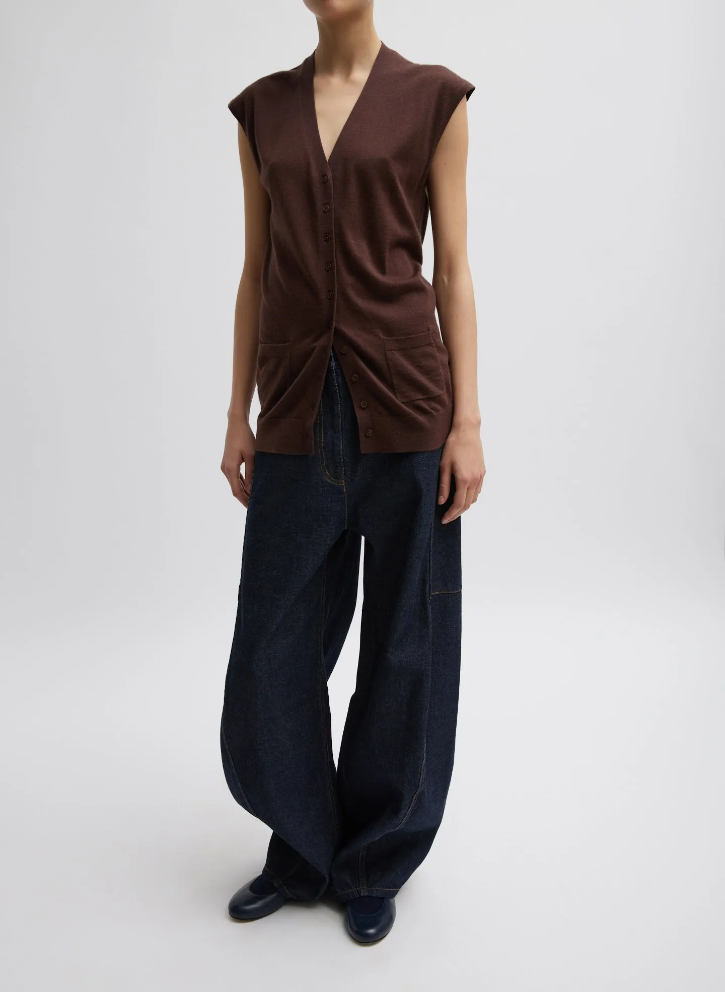 Cashmere Silk Blend Sleeveless Button Down Sweater sold by Tibi product image thumbnail 3