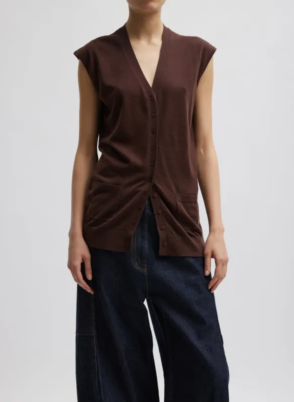 Cashmere Silk Blend Sleeveless Button Down Sweater made by Tibi