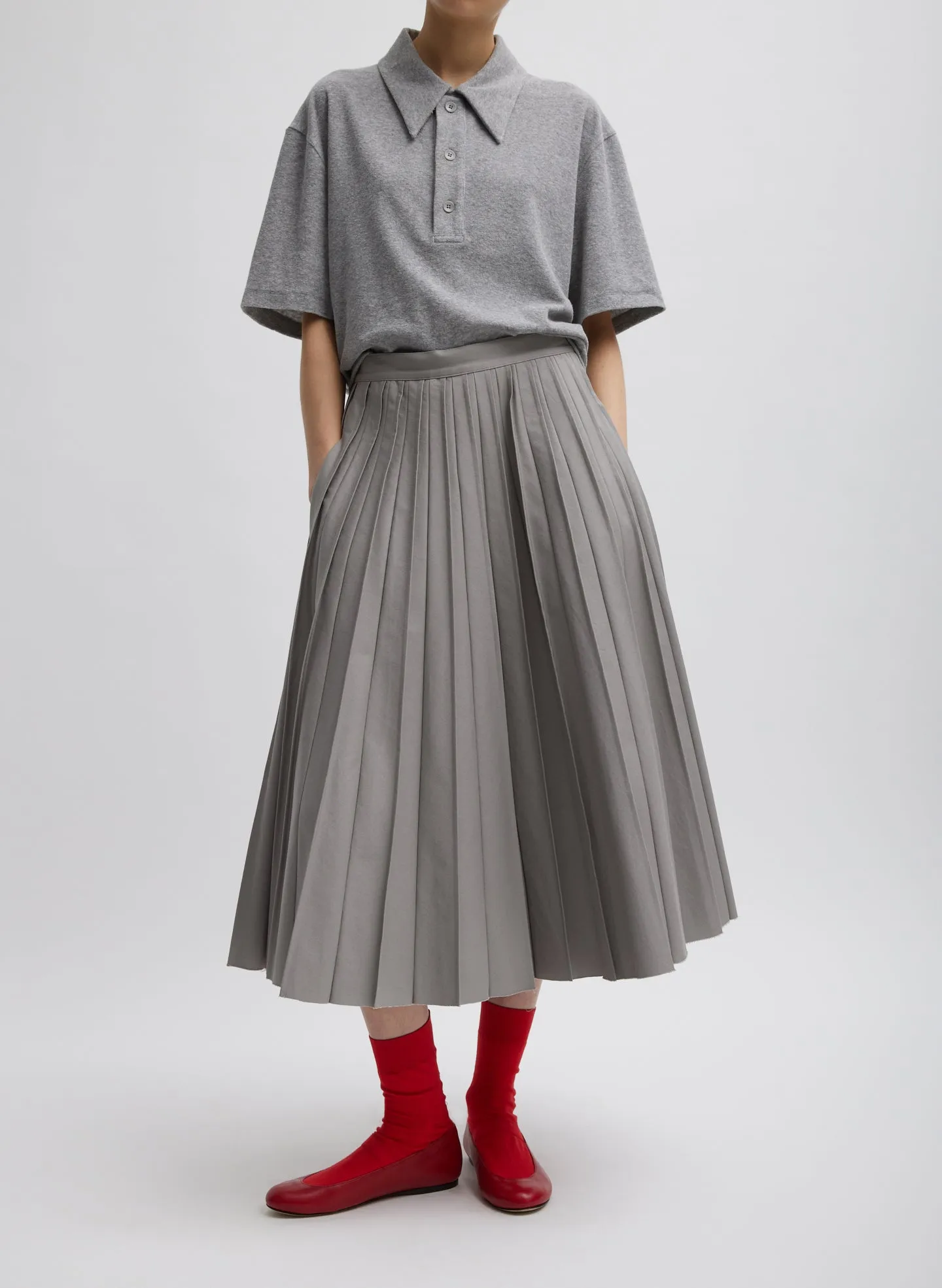 Oliver Cotton Stretch Tricotine Pintucked Skirt sold by Tibi