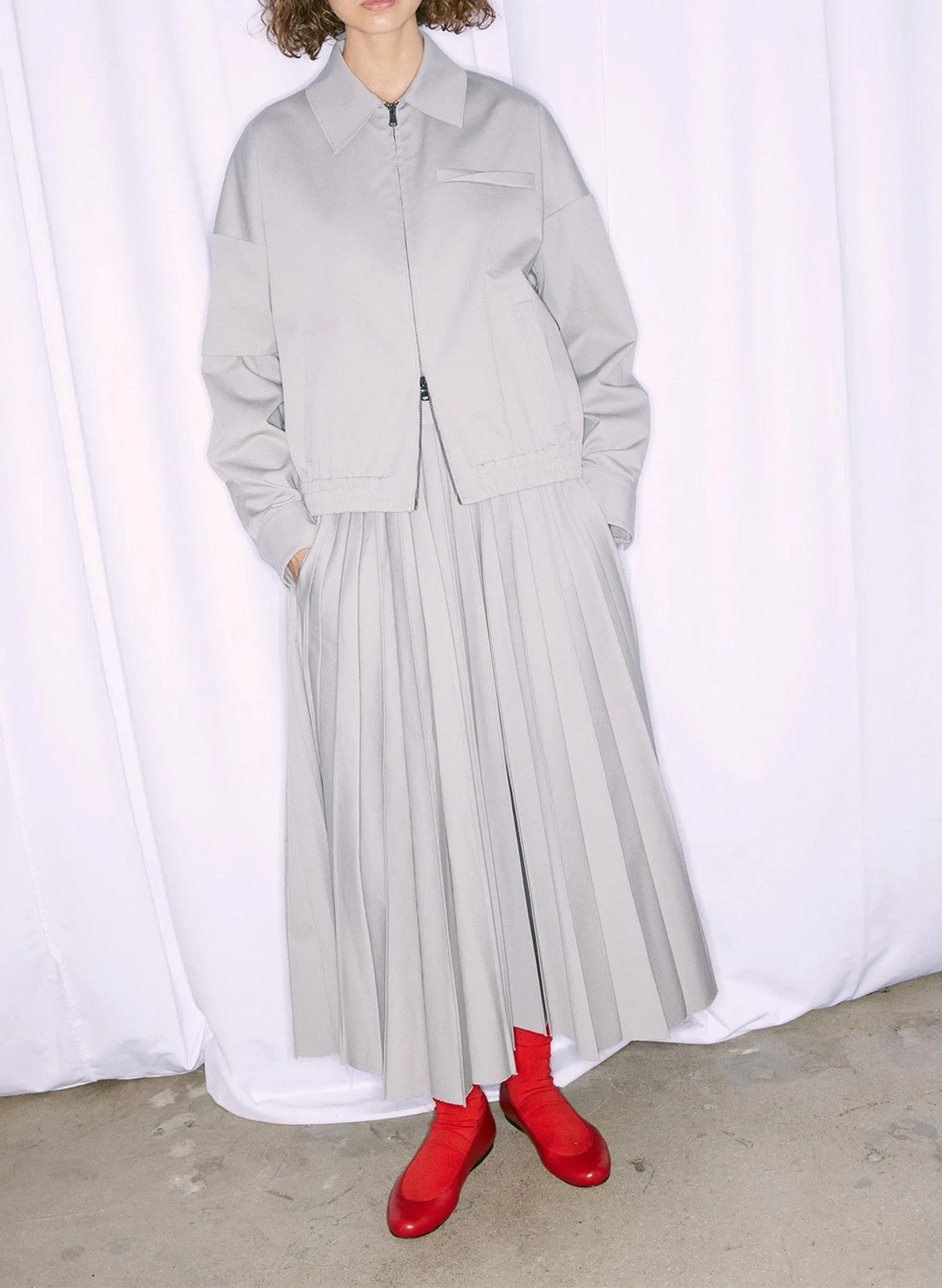 Oliver Cotton Stretch Tricotine Pintucked Skirt sold by Tibi product image thumbnail 3